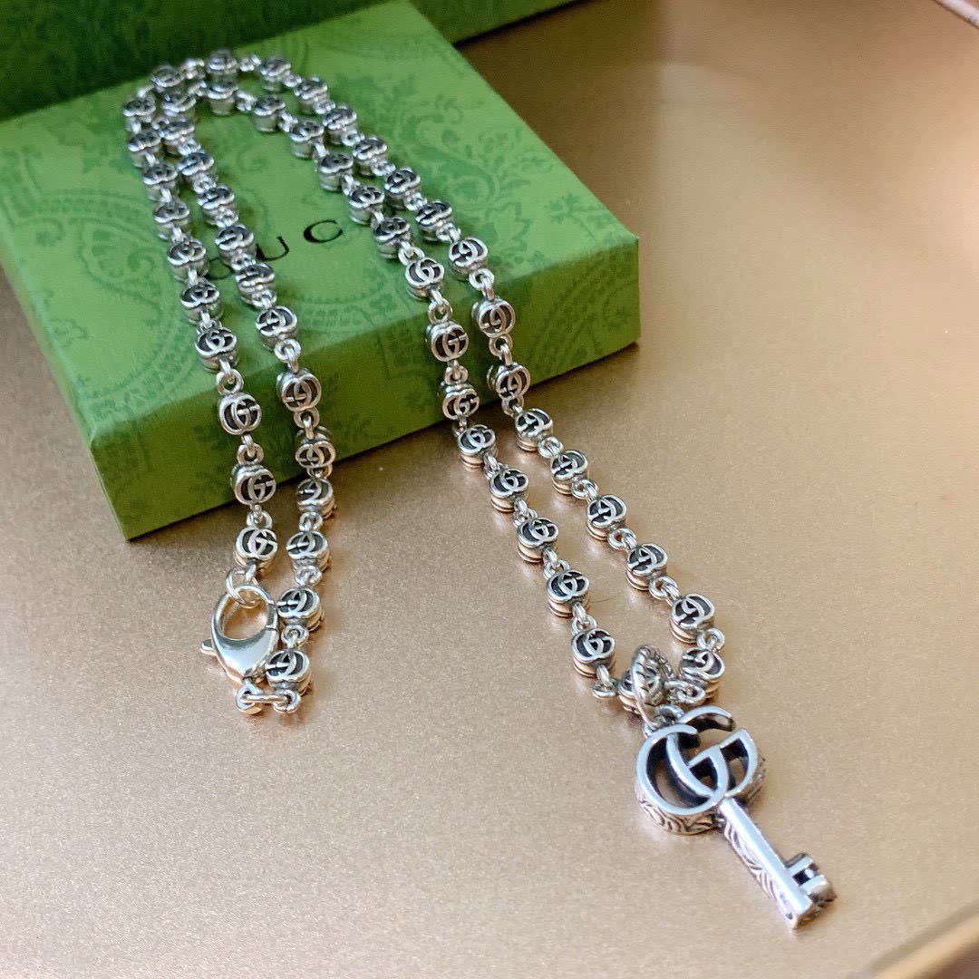 Gucci Silver Key Charm Necklace