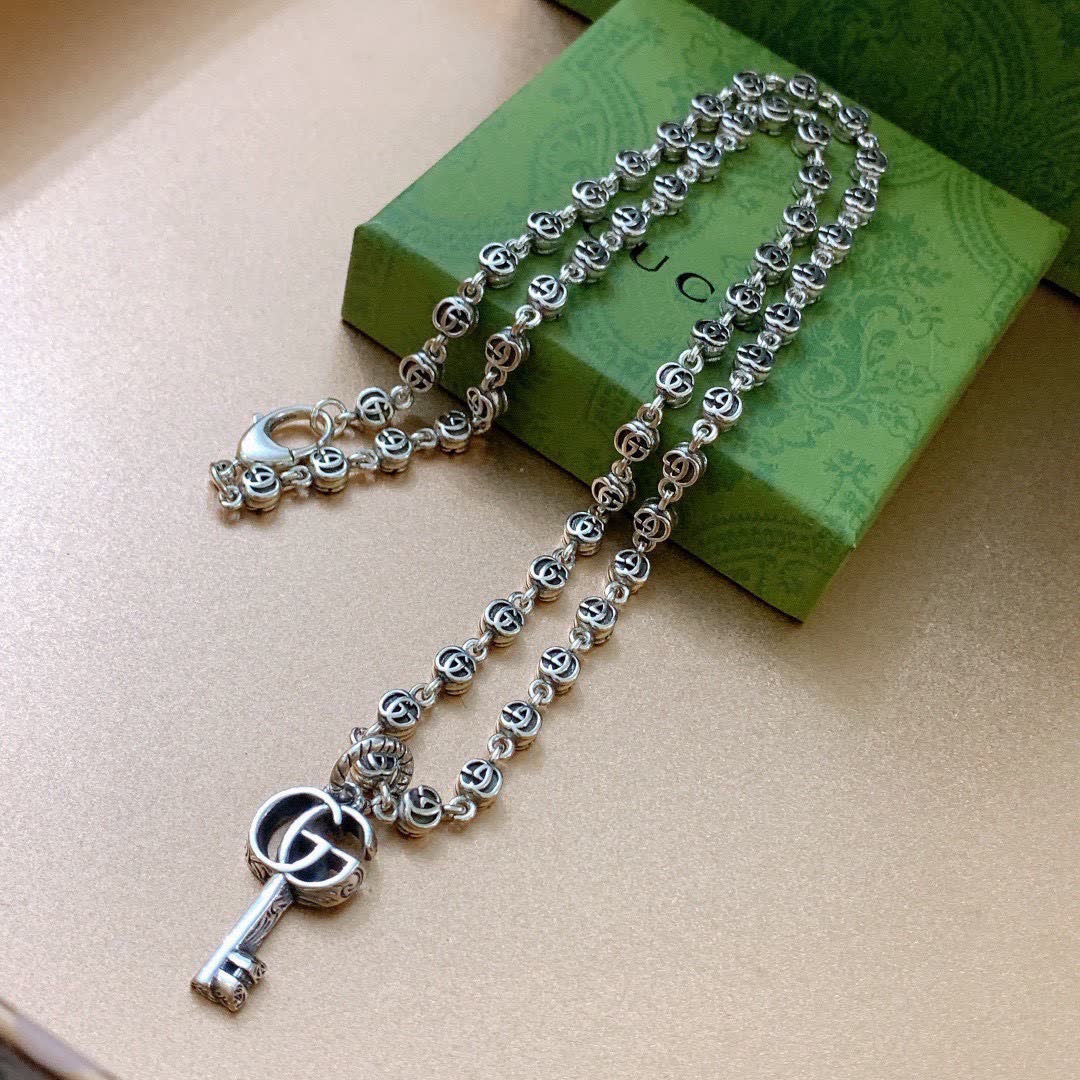 Gucci Silver Key Charm Necklace