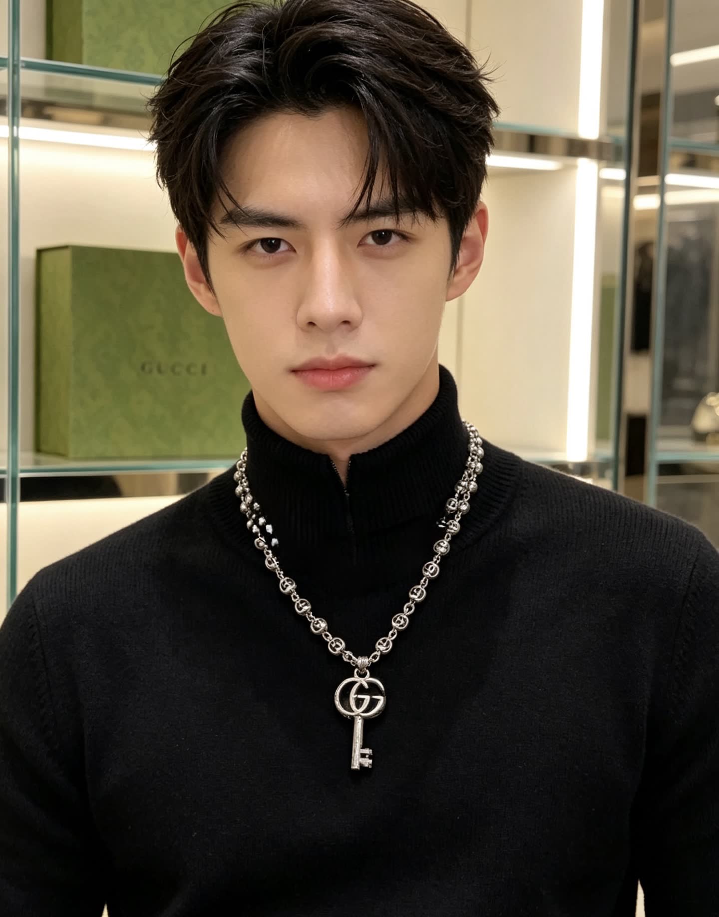 Gucci Silver Key Charm Necklace