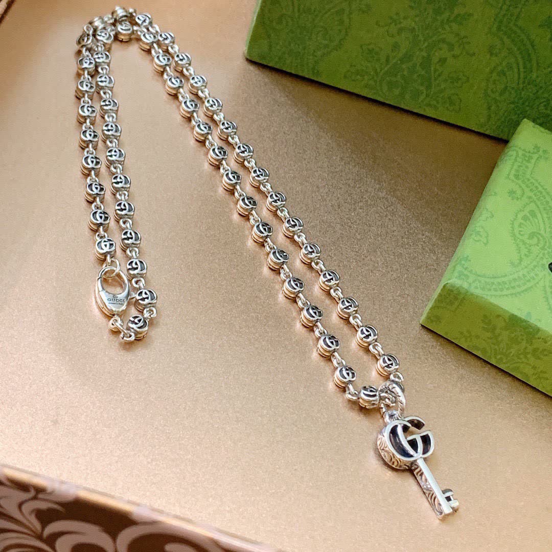Gucci Silver Key Charm Necklace