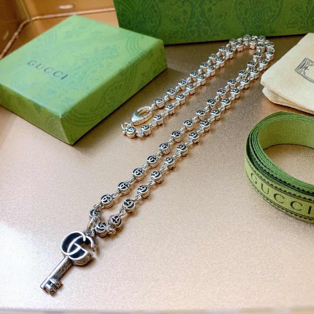 Gucci Silver Key Charm Necklace