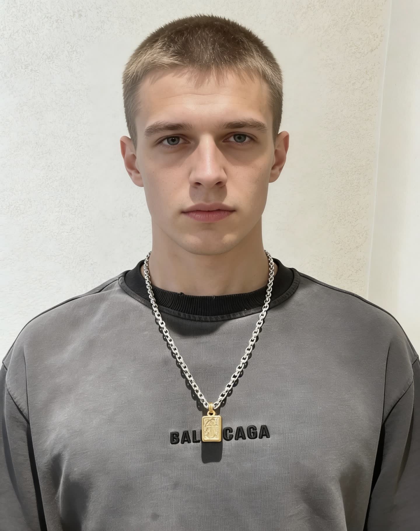 Gucci Silver Chain with Gold Medallion Necklace