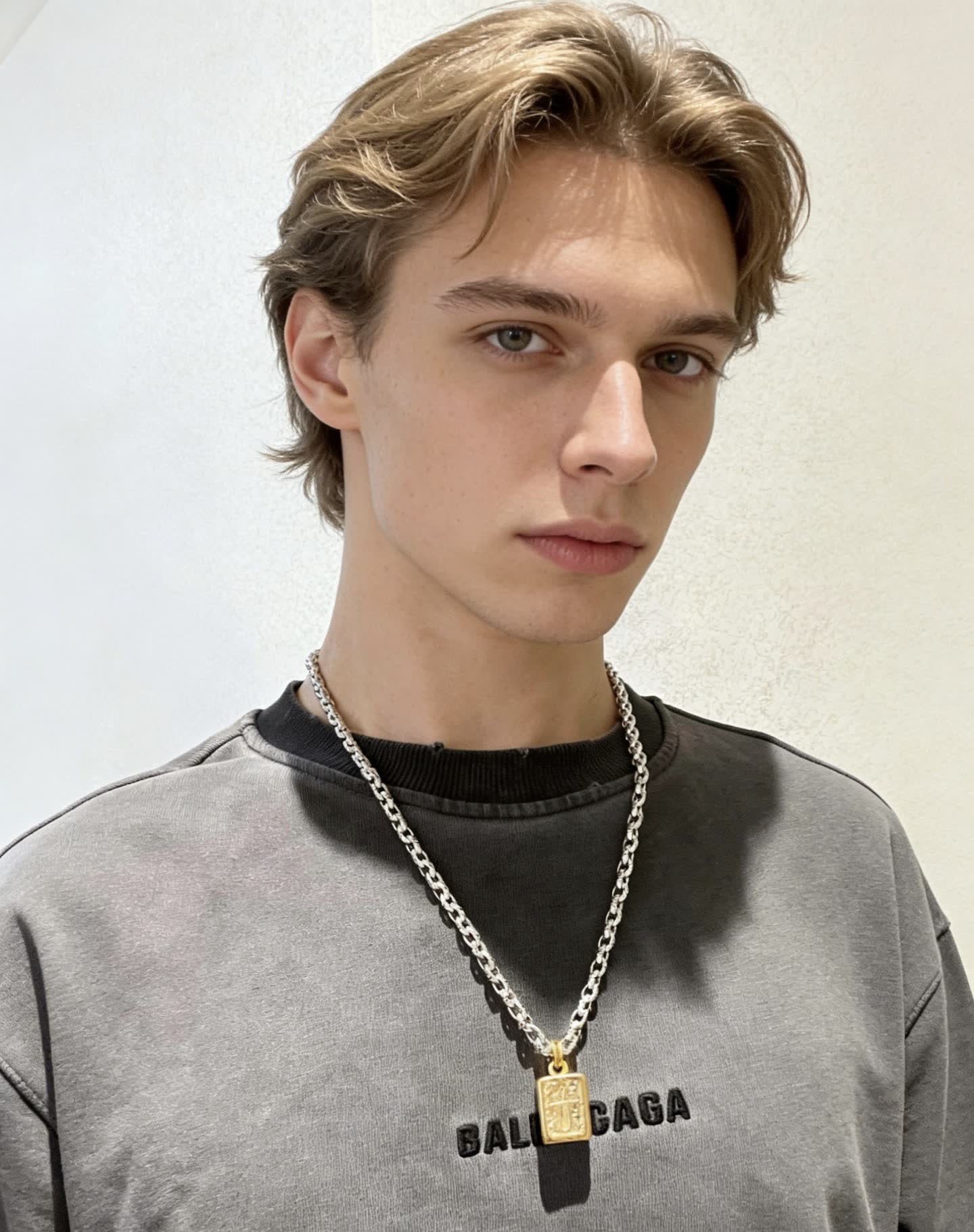 Gucci Silver Chain with Gold Medallion Necklace