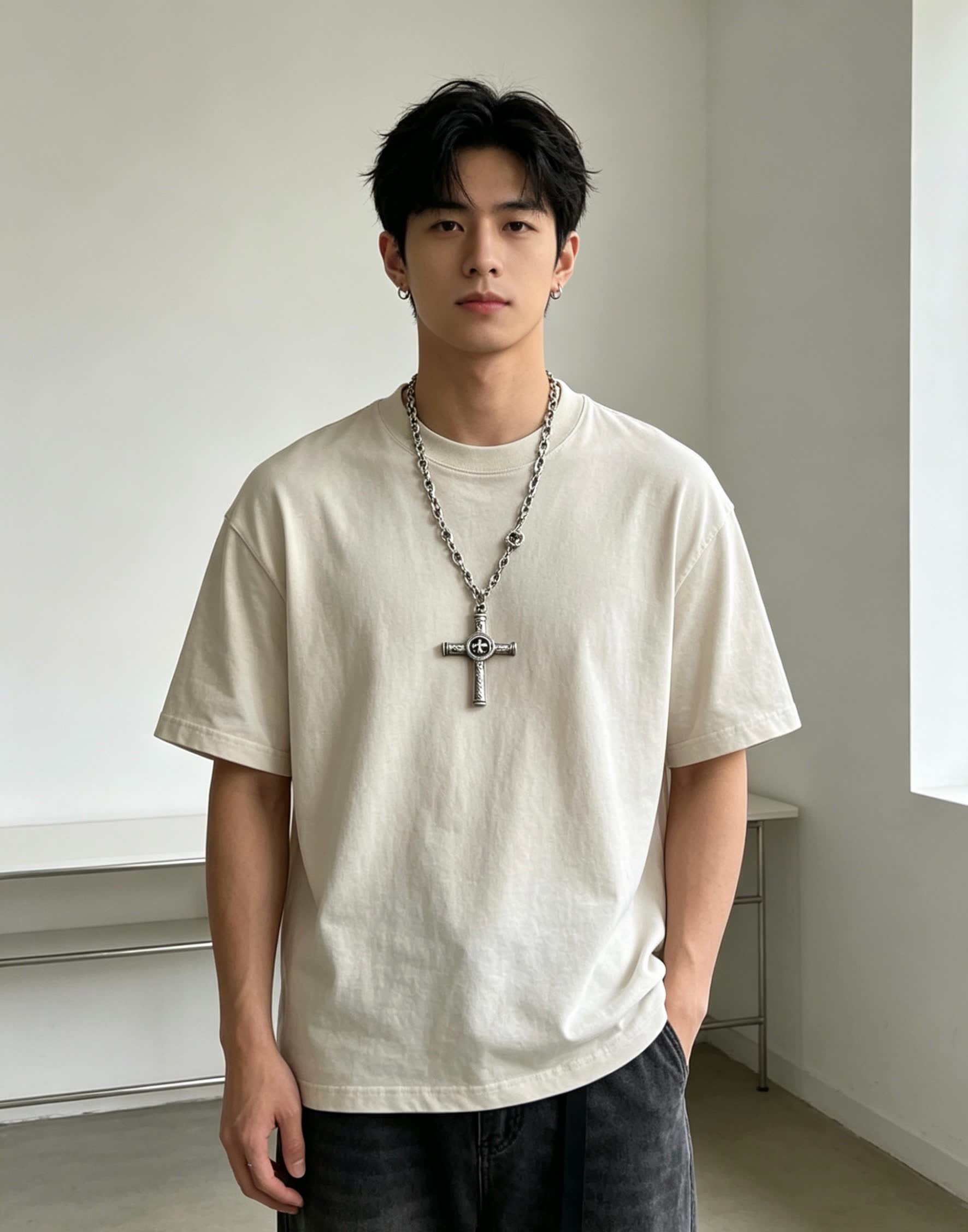 Gucci Silver Cross Pendant Necklace