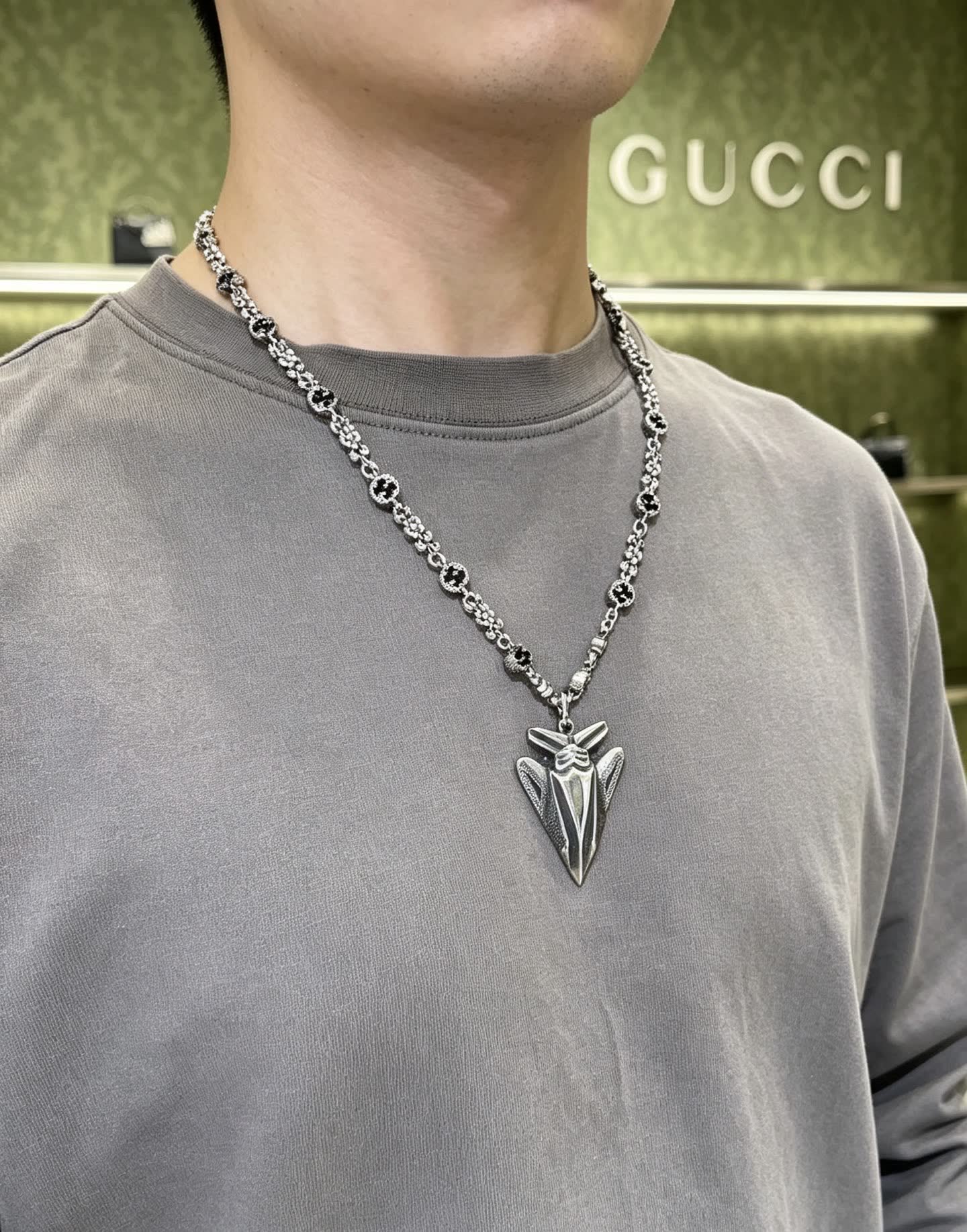 Gucci Silver Arrow Pendant Necklace