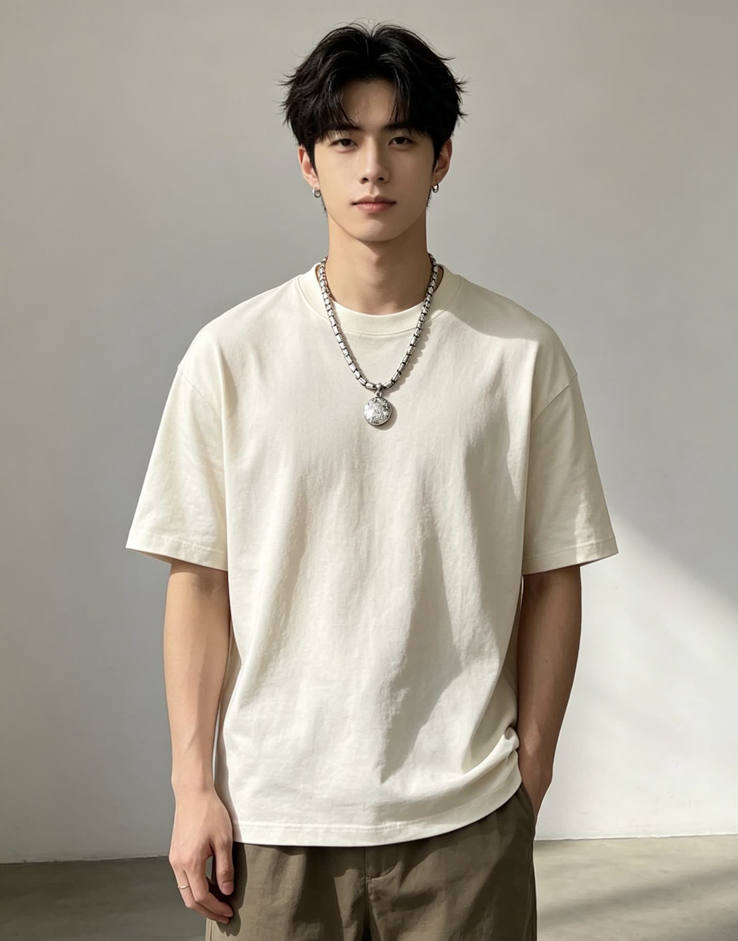 Gucci Silver Chain Necklace with Round Pendant