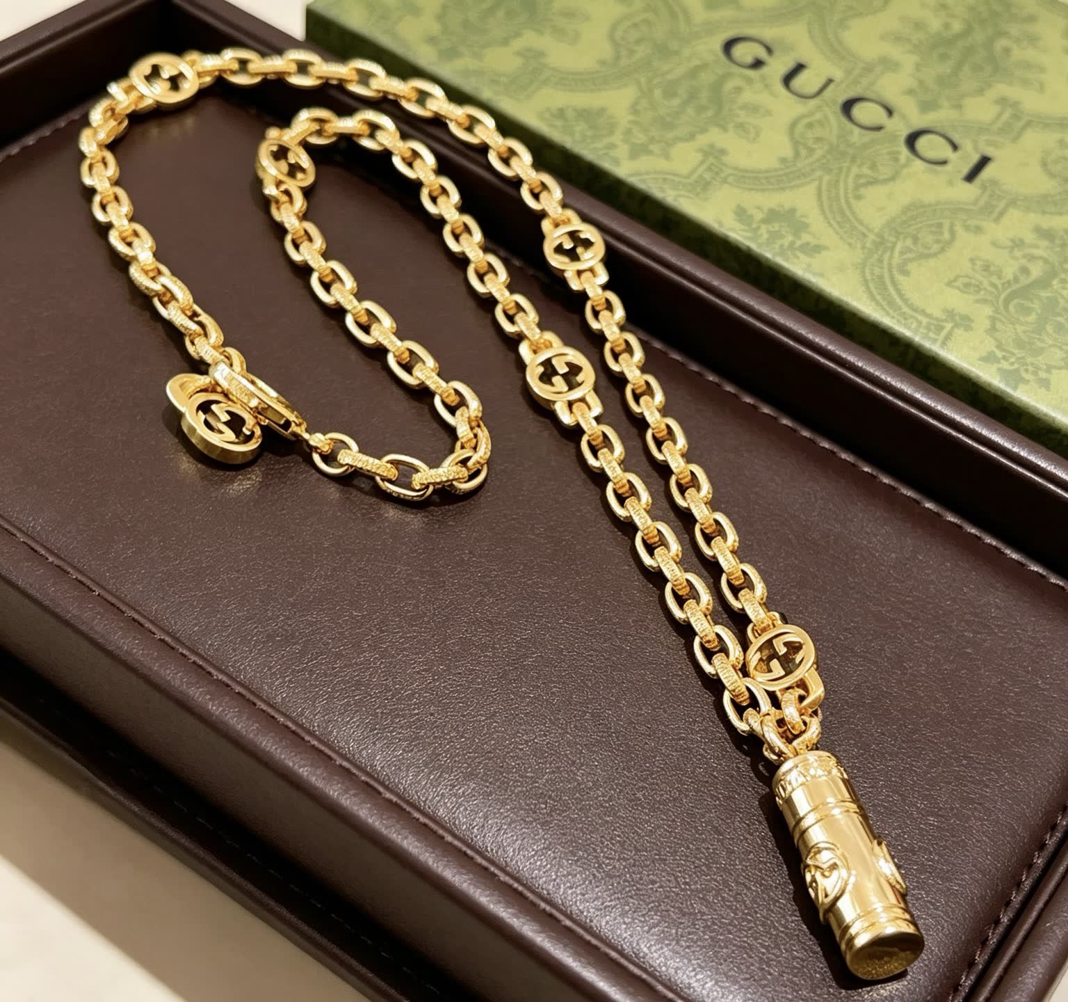 Gucci Gold-Plated Chain with Interlocking G Pendant