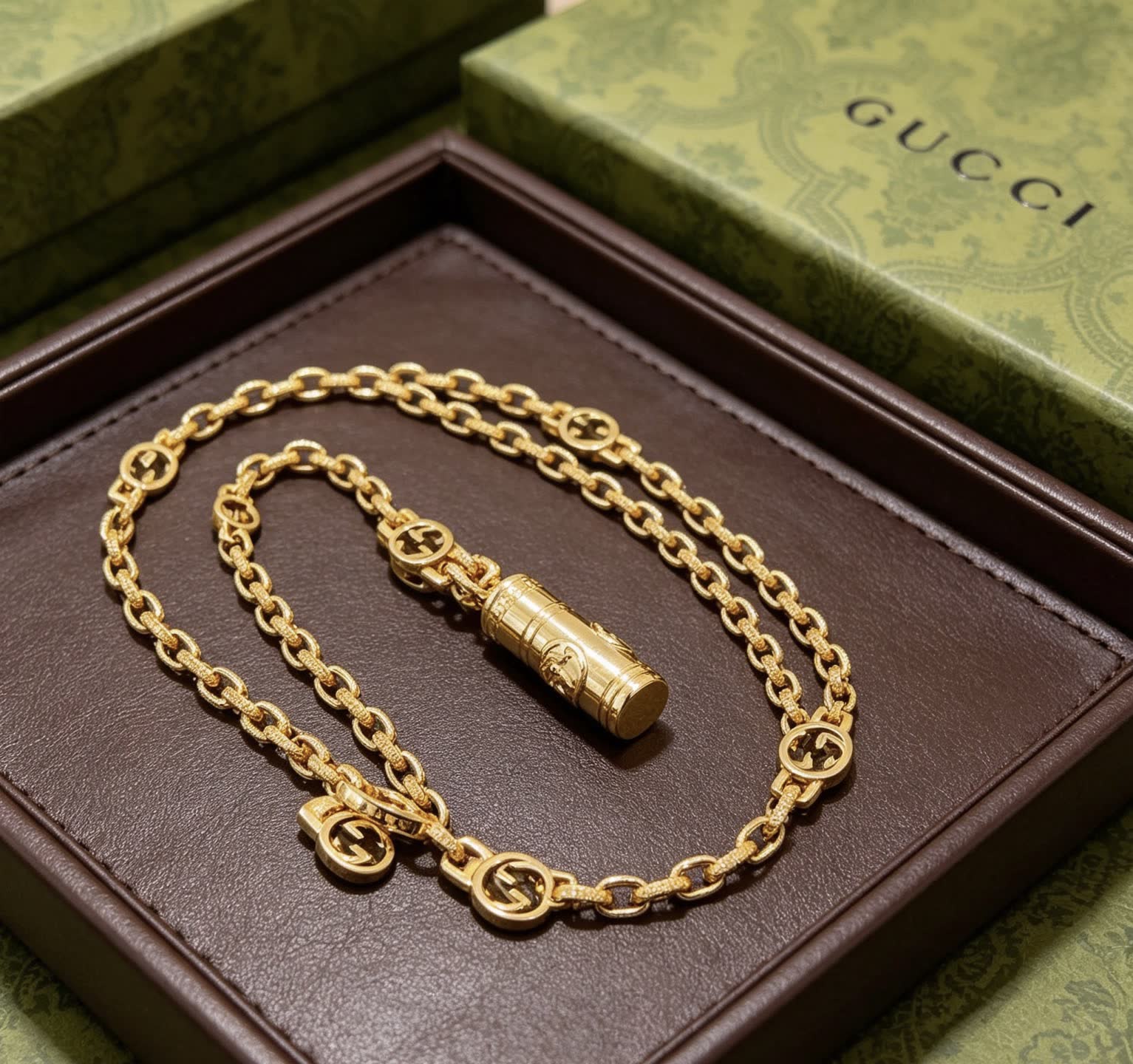 Gucci Gold-Plated Chain with Interlocking G Pendant