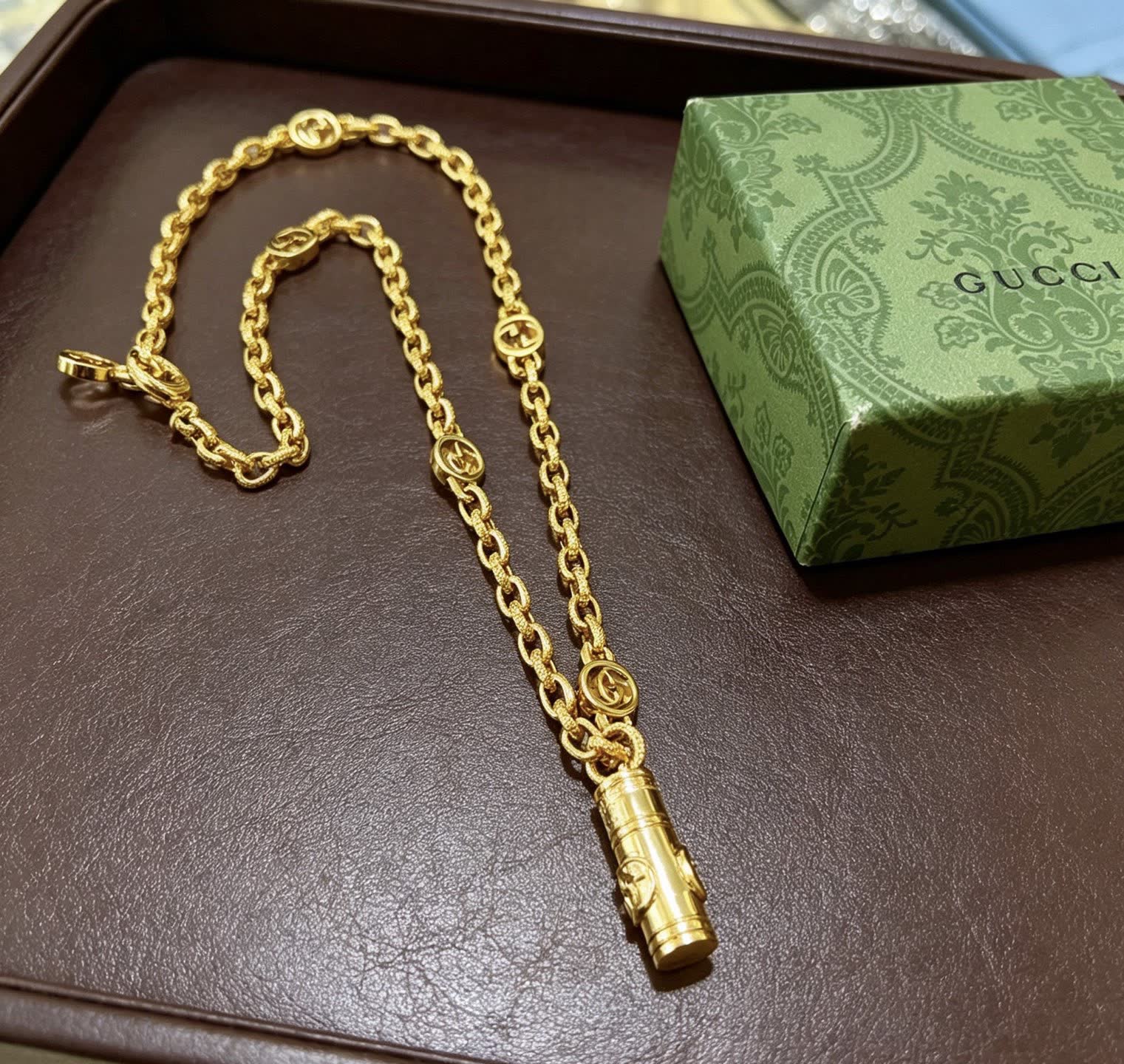 Gucci Gold-Plated Chain with Interlocking G Pendant