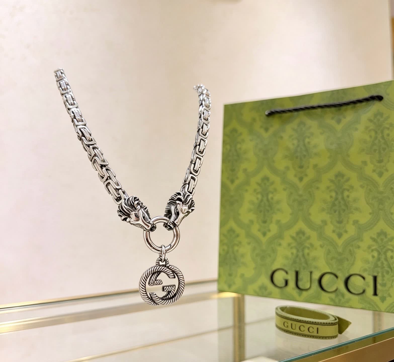 Gucci Silver Chain Necklace with Horse Head Clasp