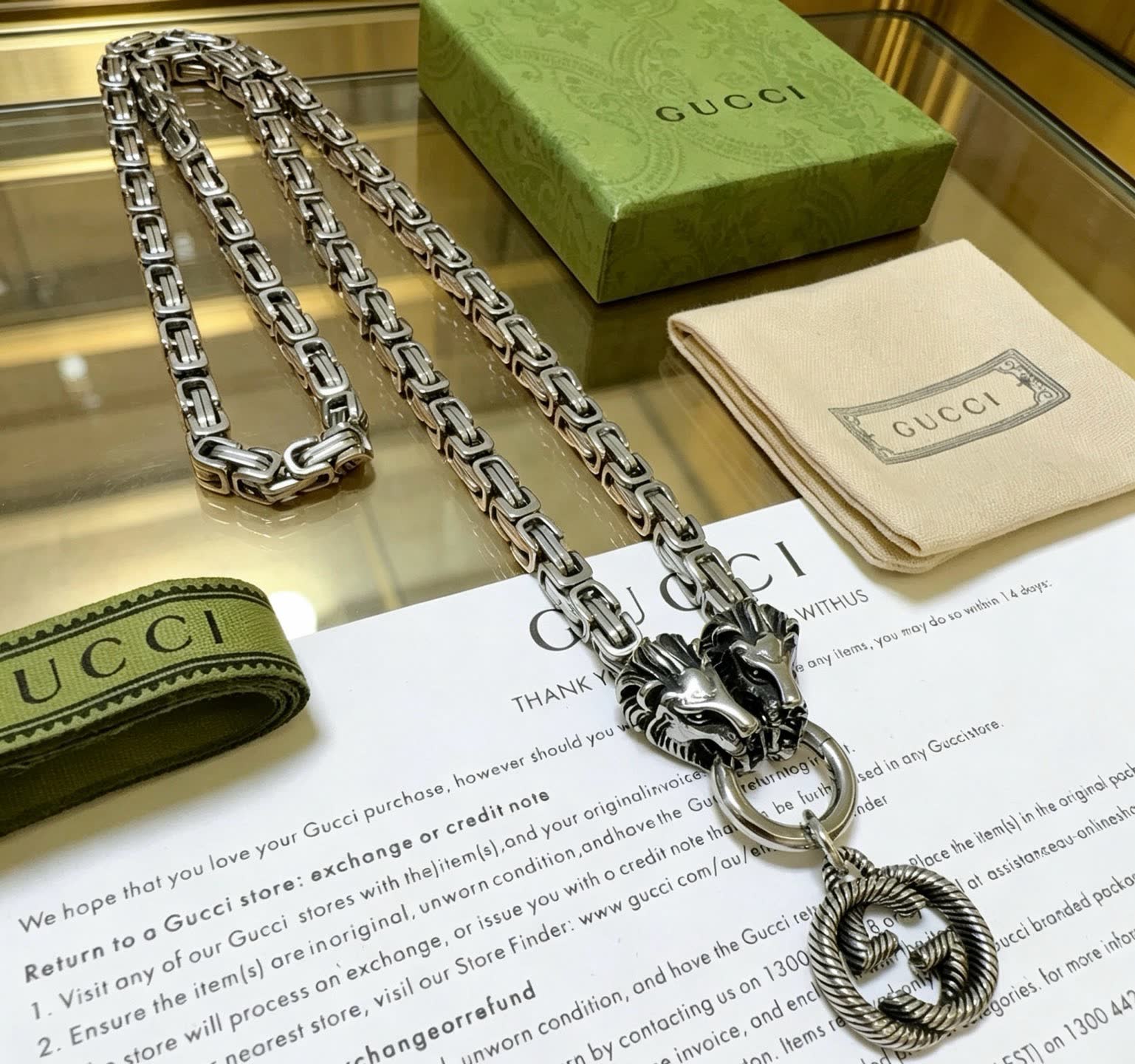Gucci Silver Chain Necklace with Horse Head Clasp