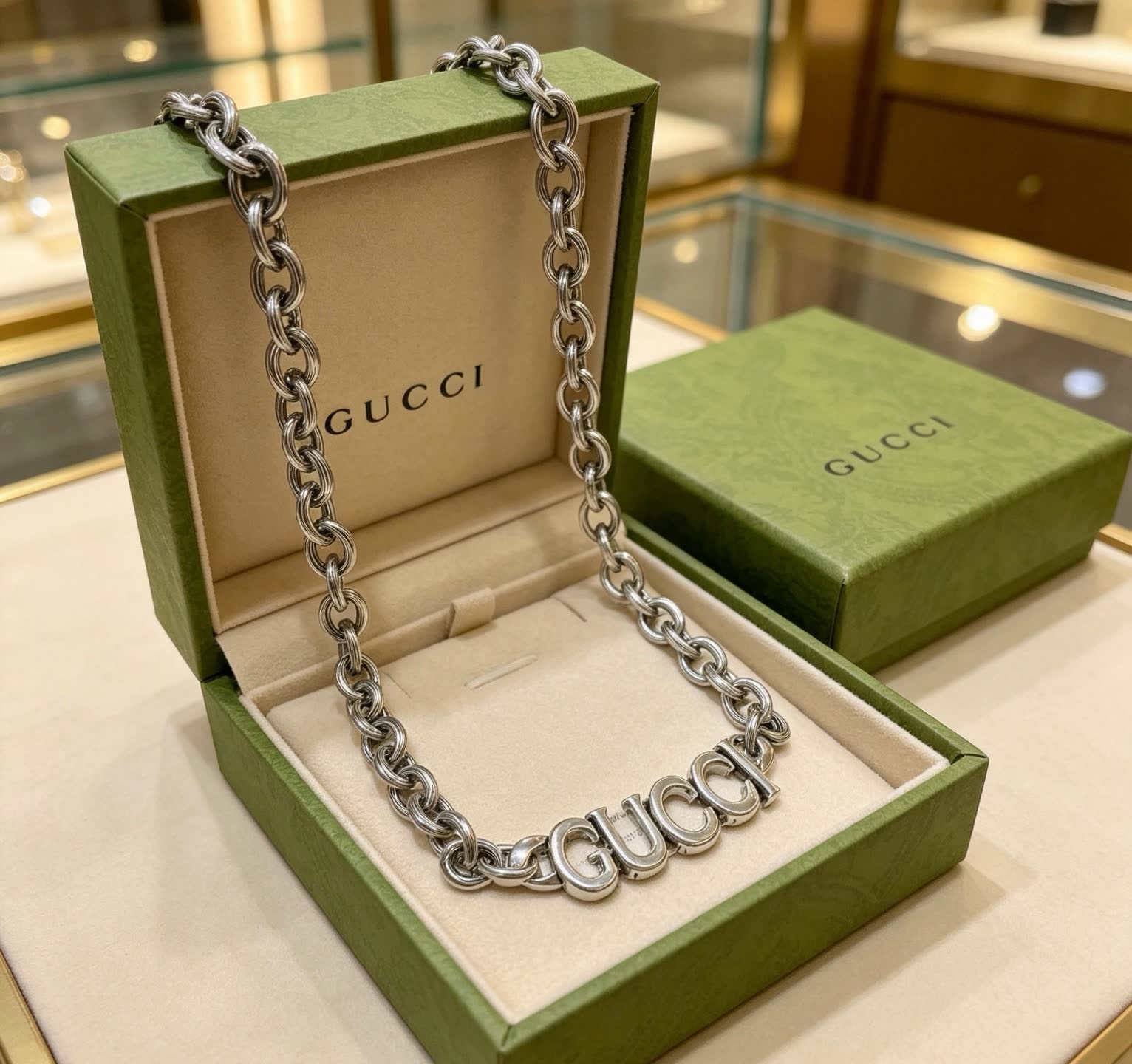 Gucci Silver Logo Necklace