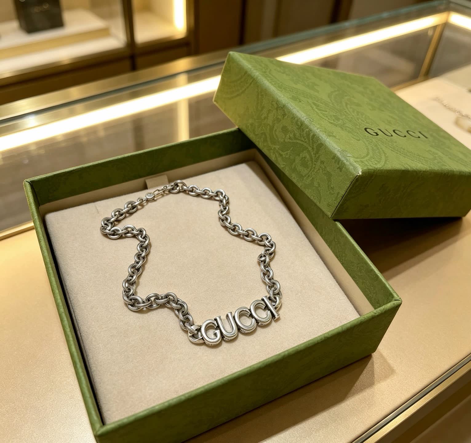 Gucci Silver Logo Necklace