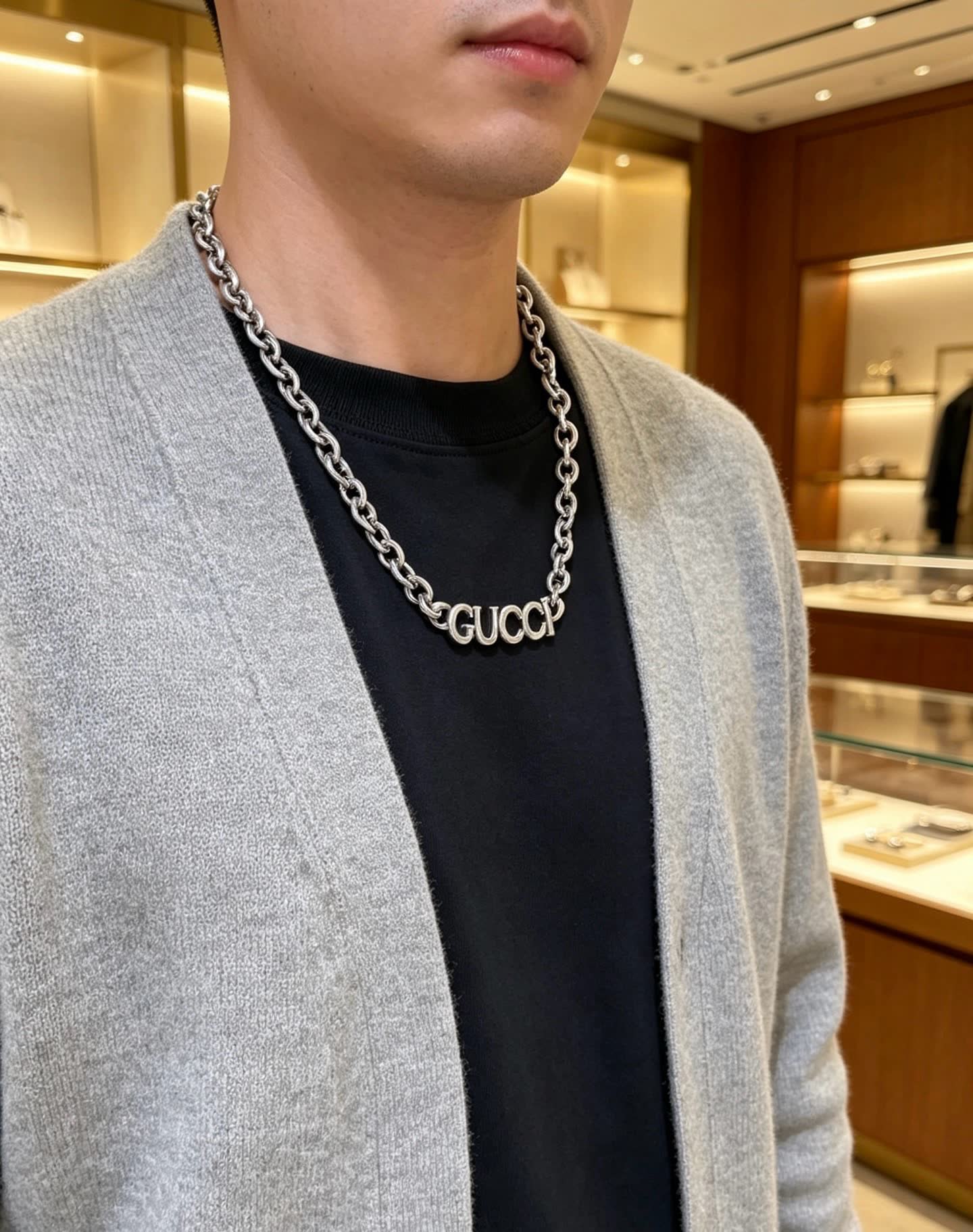 Gucci Silver Logo Necklace