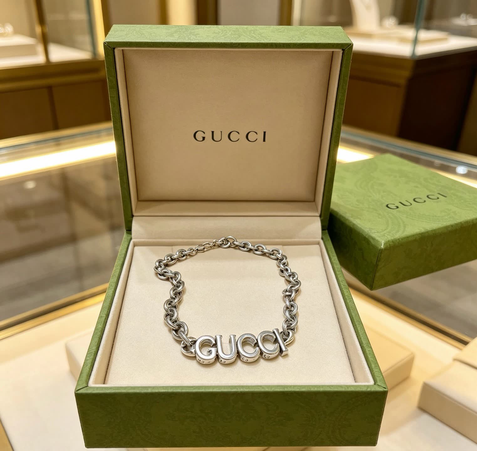 Gucci Silver Logo Necklace