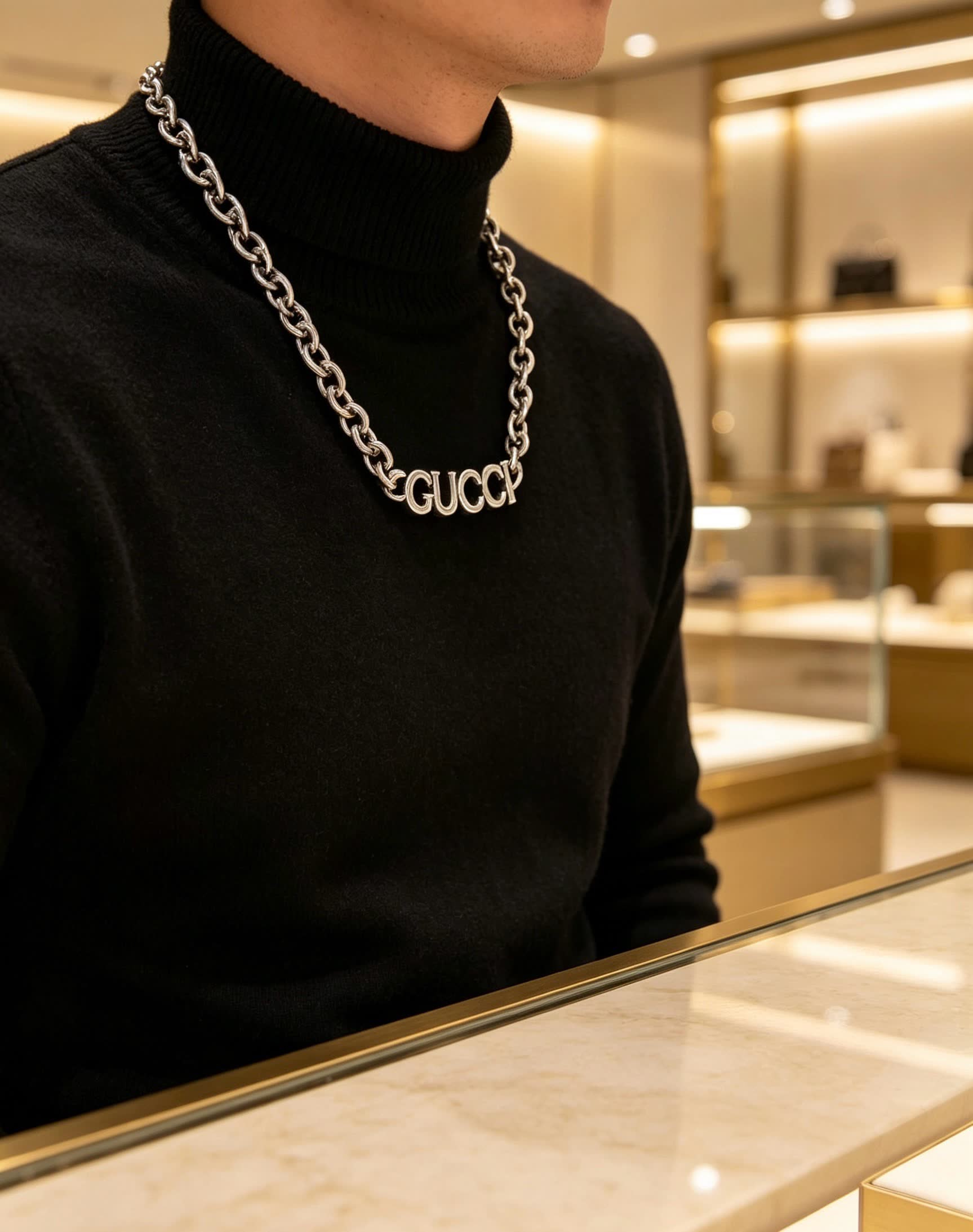 Gucci Silver Logo Necklace