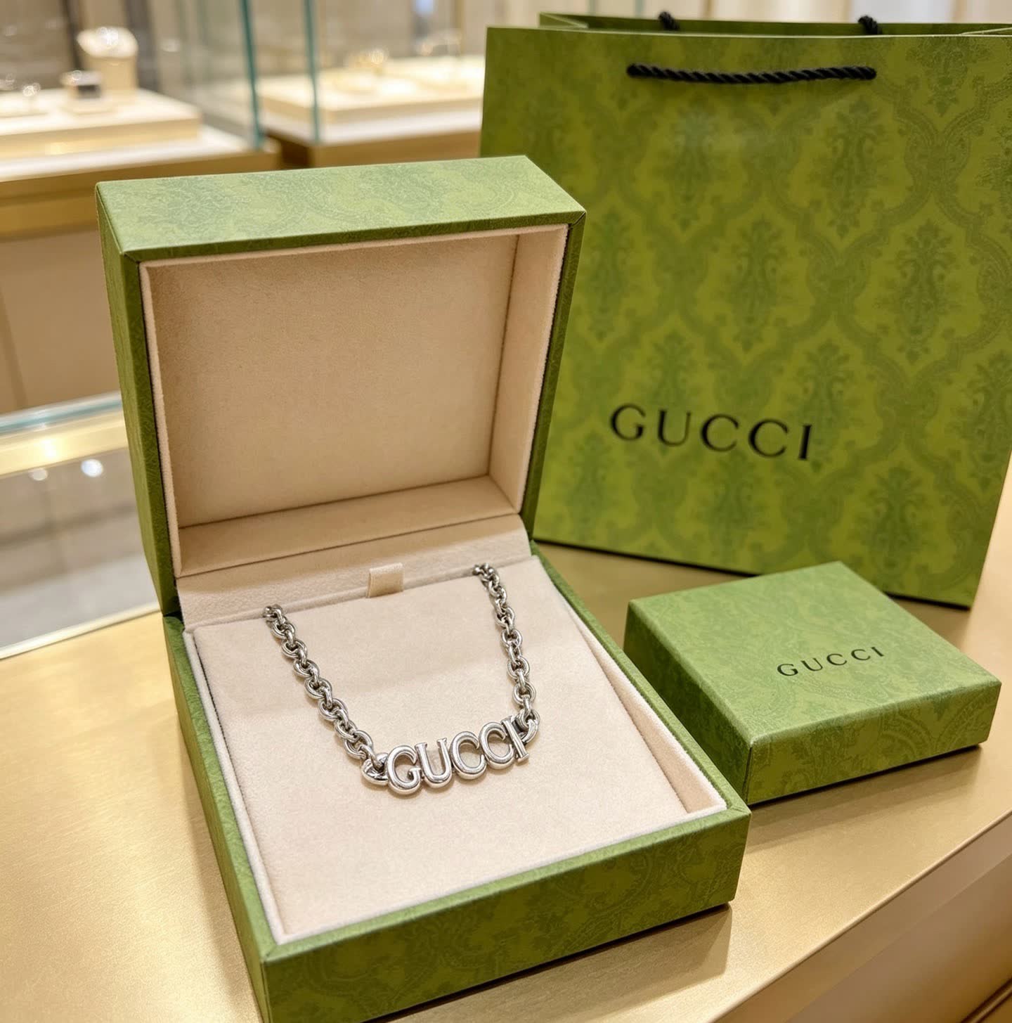 Gucci Silver Logo Necklace