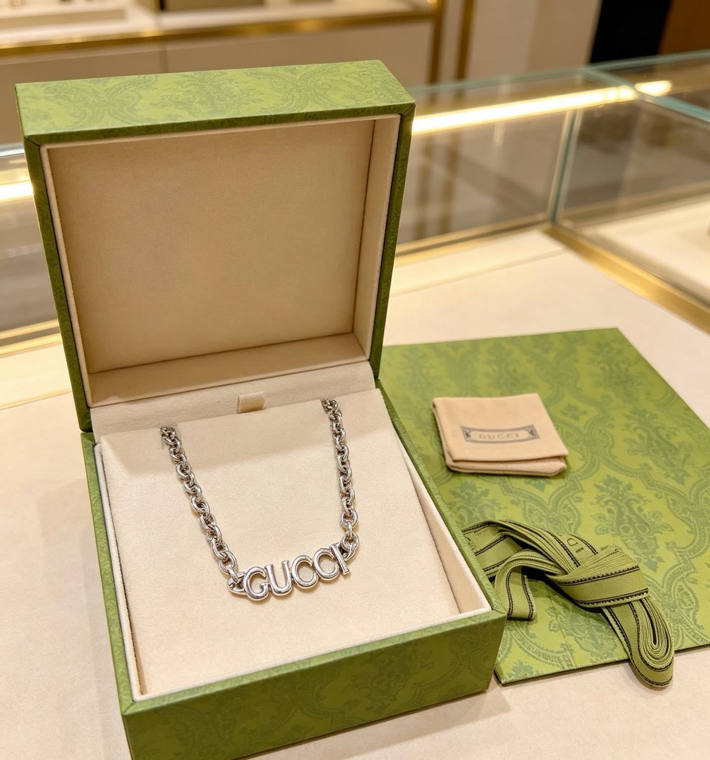 Gucci Silver Logo Necklace