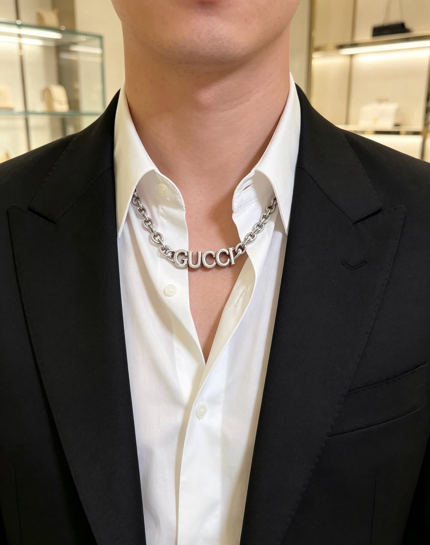 Gucci Silver Logo Necklace