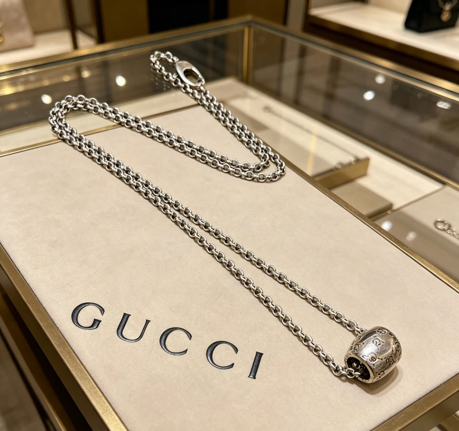 Gucci Silver Chain with Interlocking G Pendant