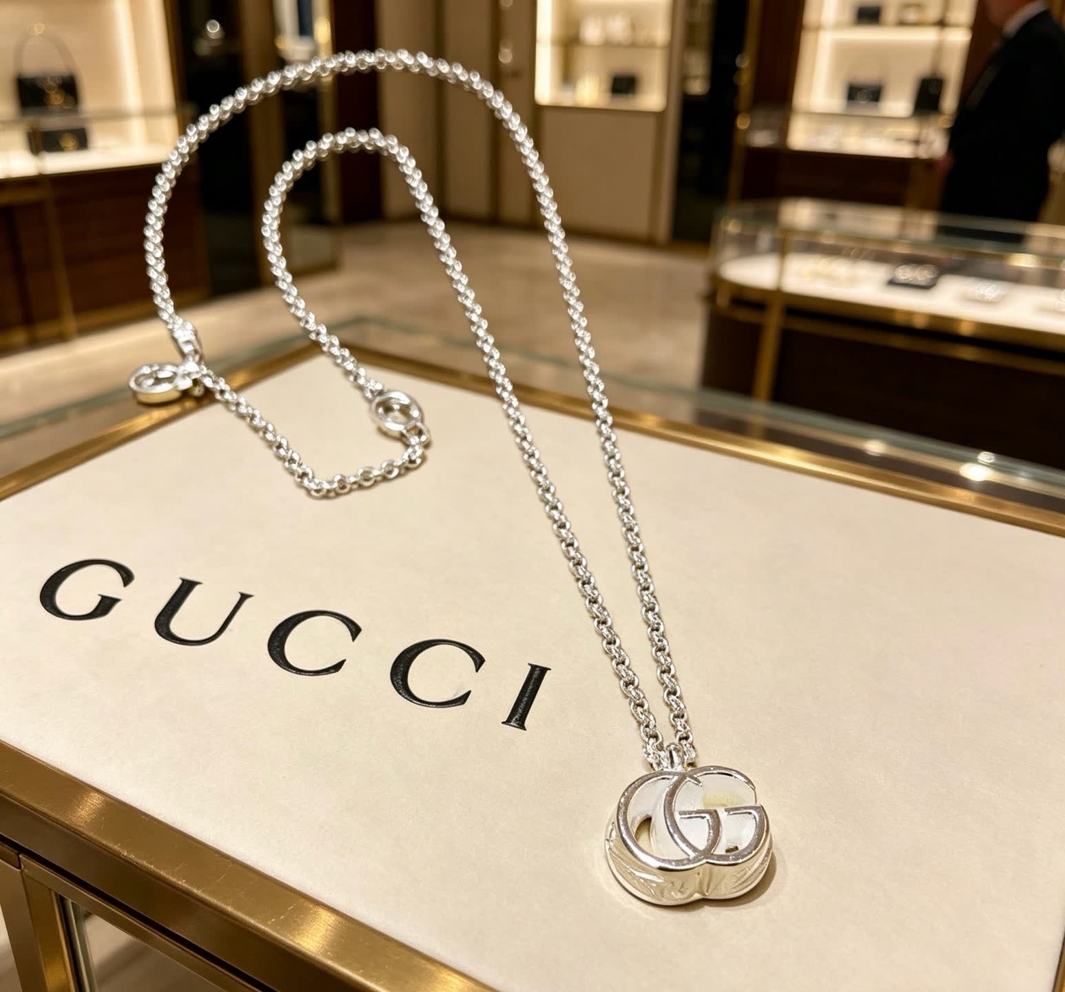 Gucci Silver Chain Necklace with Interlocking G Pendant