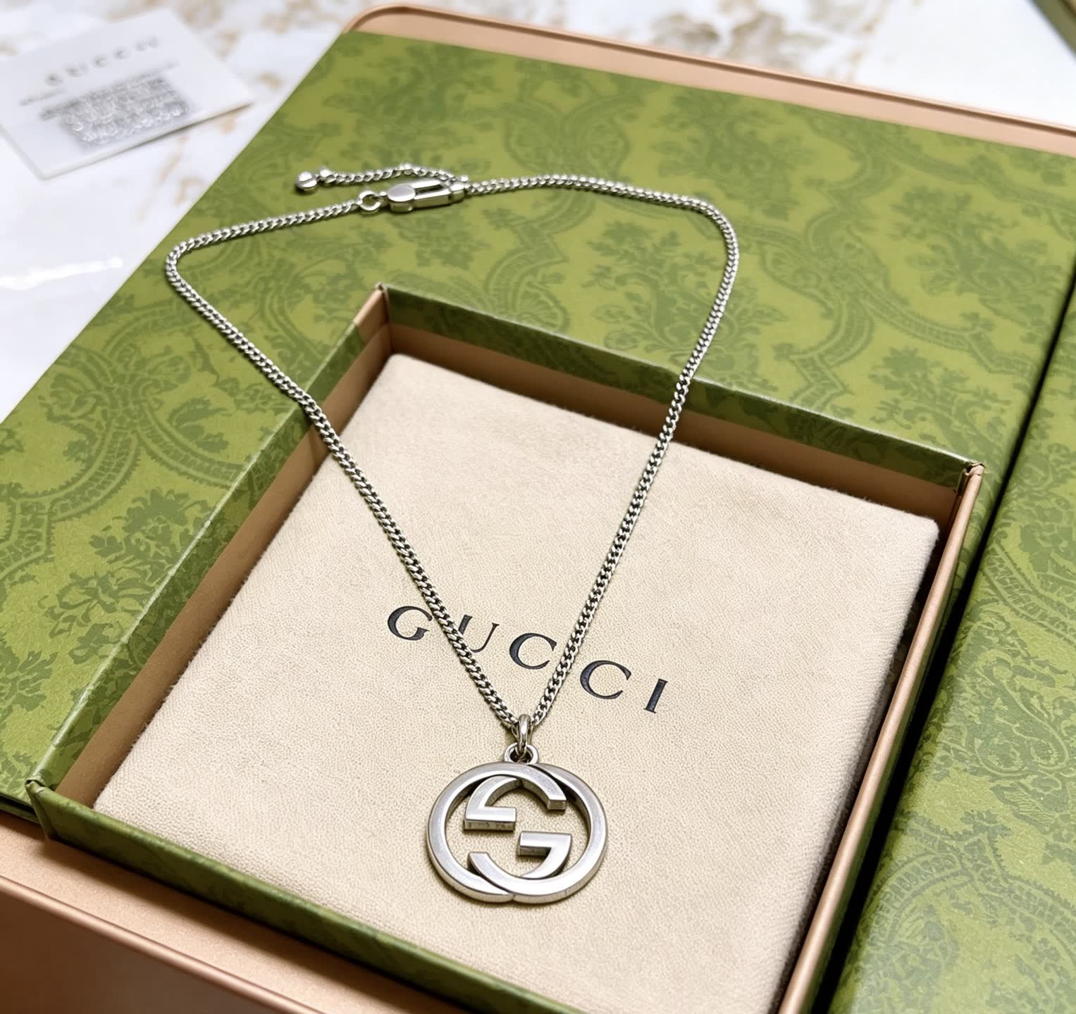 Gucci Silver Interlocking G Necklace
