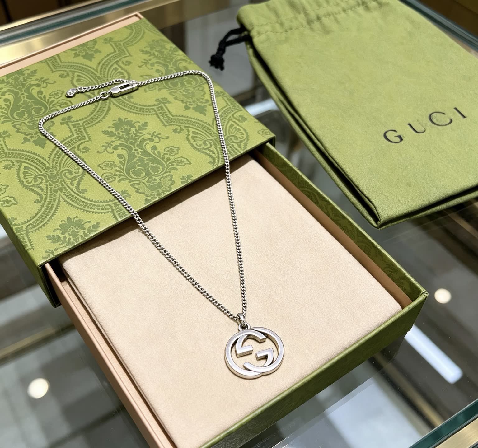 Gucci Silver Interlocking G Necklace