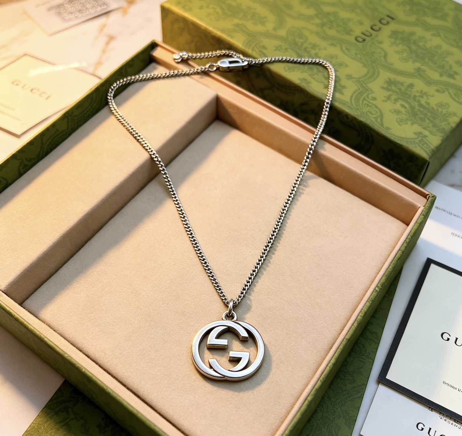 Gucci Silver Interlocking G Necklace