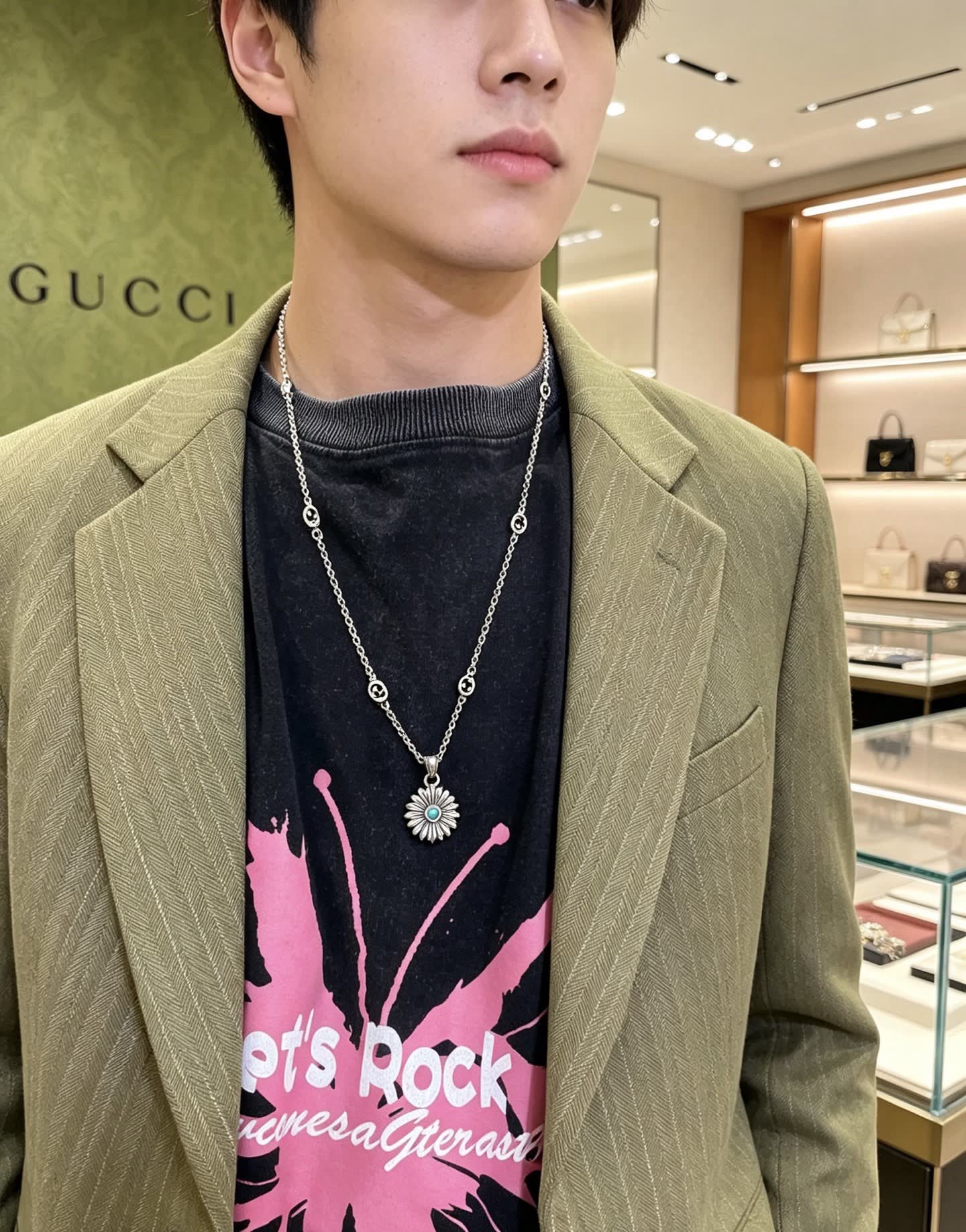 Gucci Silver Chain with Round Pendant