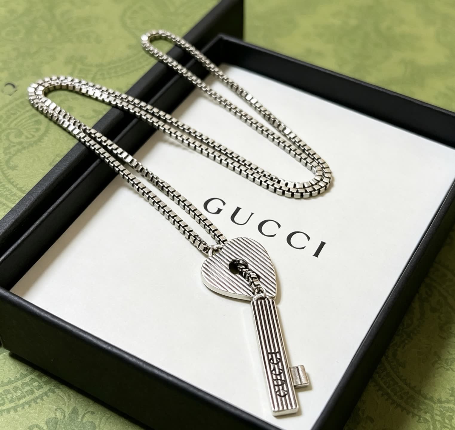 Gucci Silver Key Pendant Necklace