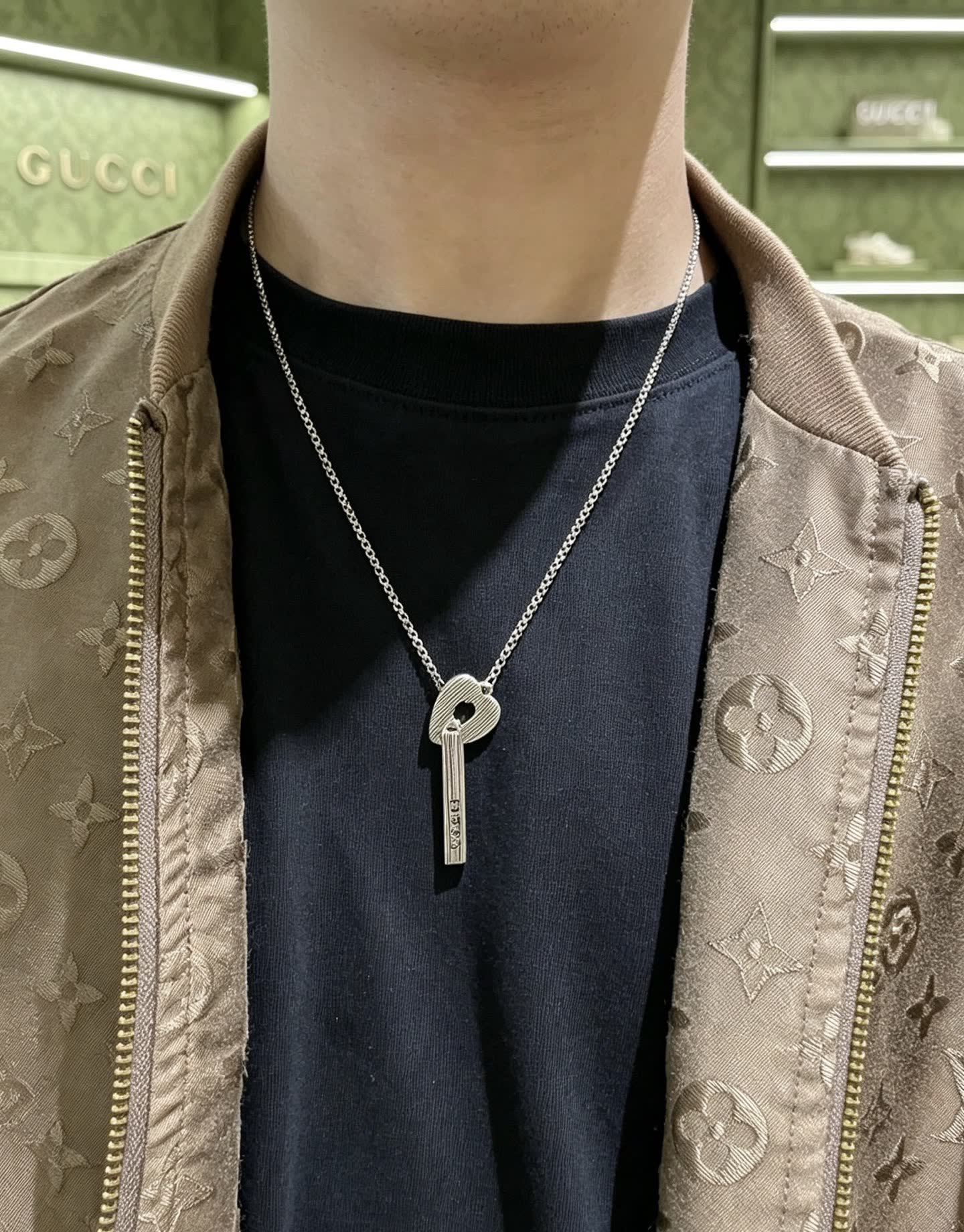 Gucci Silver Key Pendant Necklace