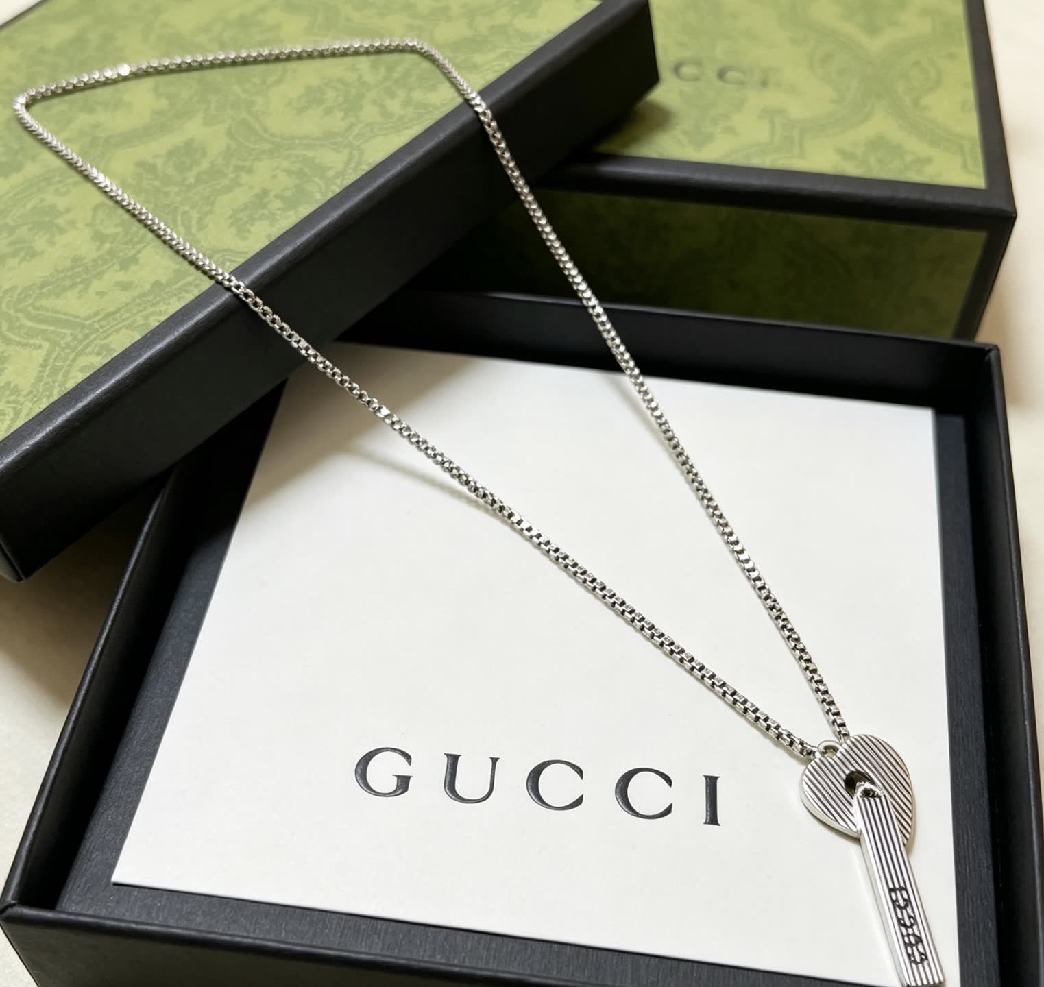 Gucci Silver Key Pendant Necklace