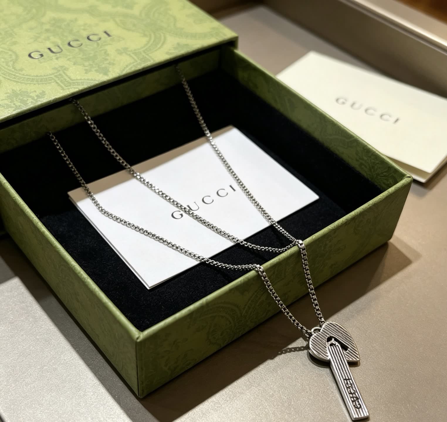 Gucci Silver Key Pendant Necklace