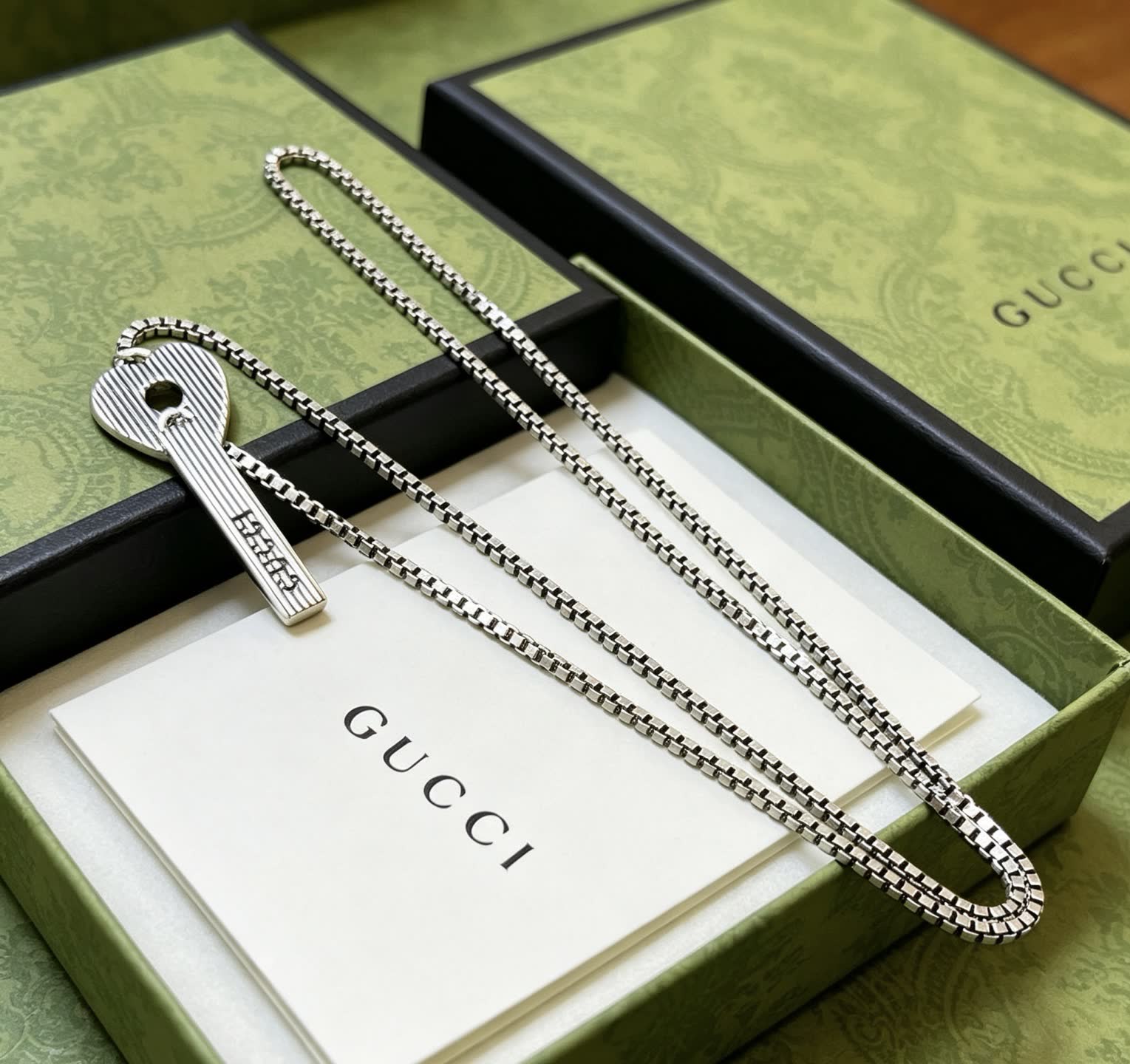 Gucci Silver Key Pendant Necklace