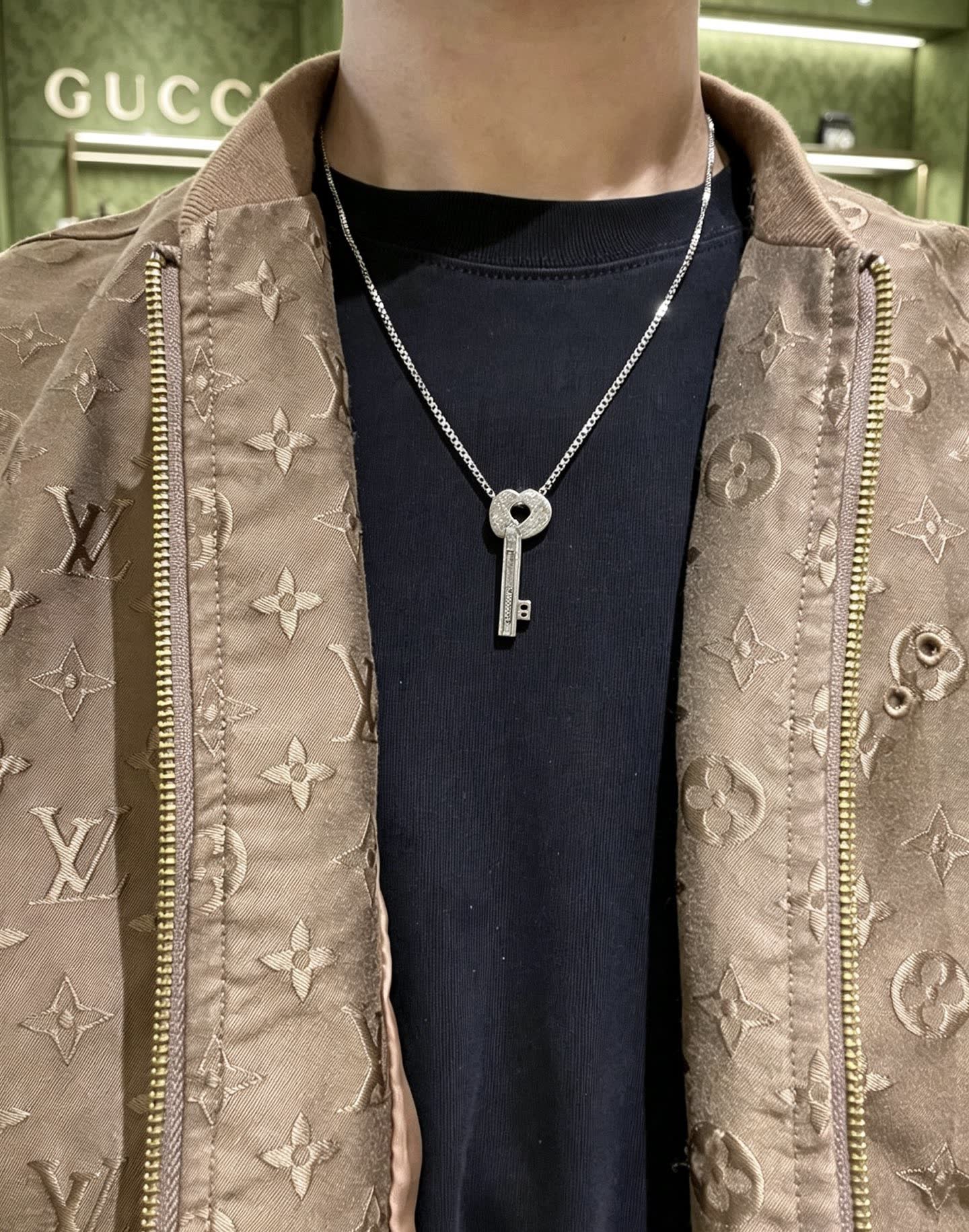 Gucci Silver Key Pendant Necklace