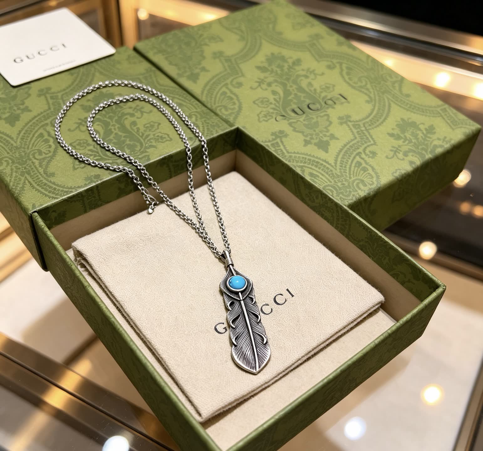 Gucci Feather Pendant Necklace