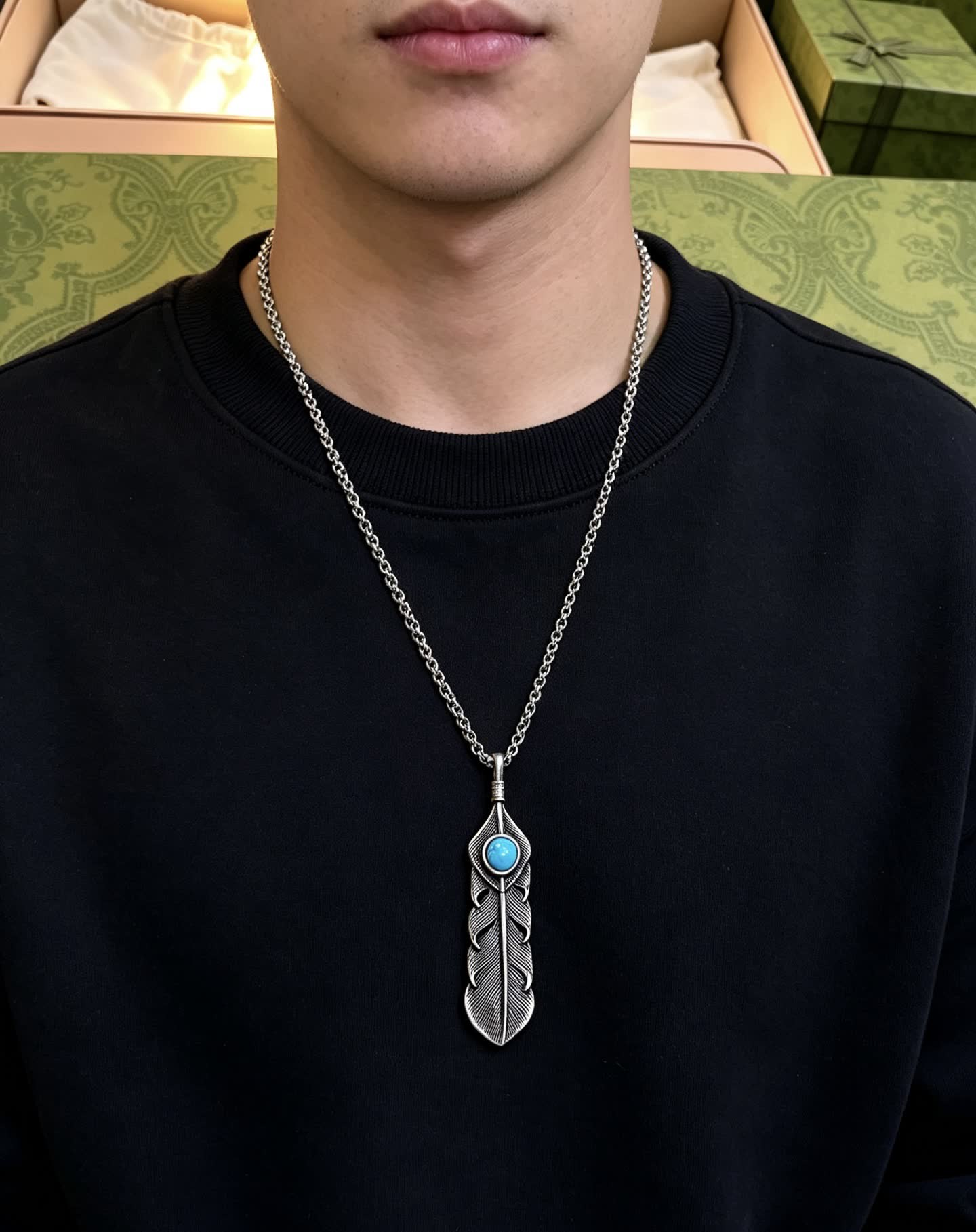 Gucci Feather Pendant Necklace