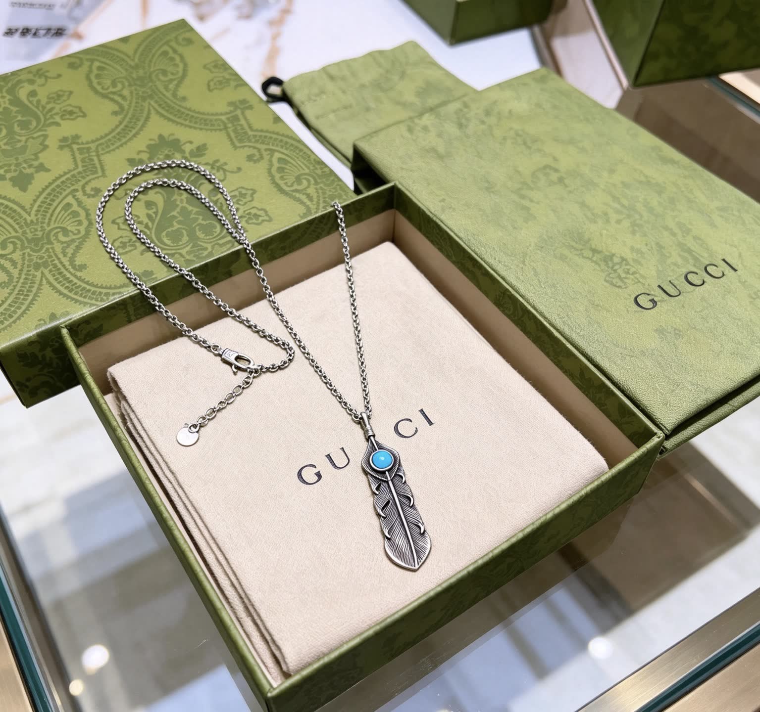 Gucci Feather Pendant Necklace