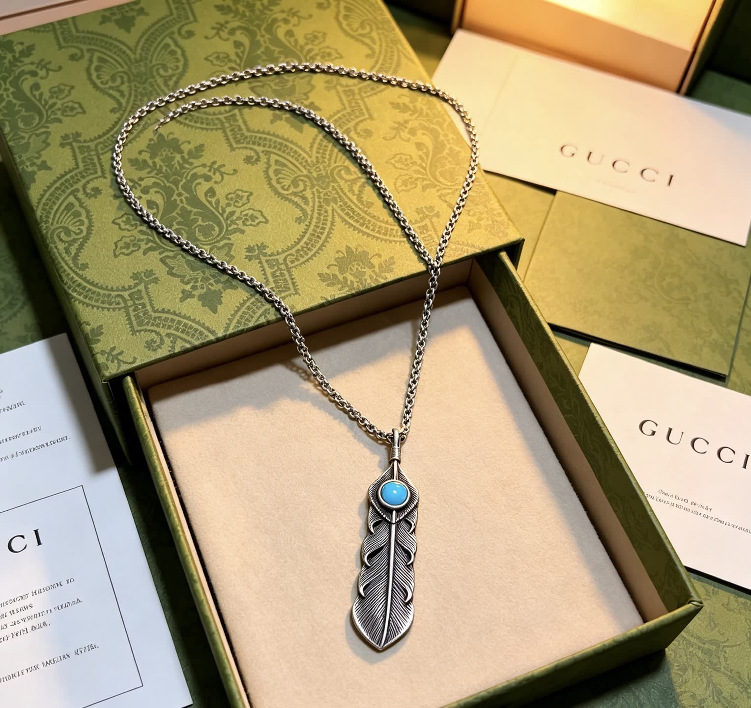 Gucci Feather Pendant Necklace