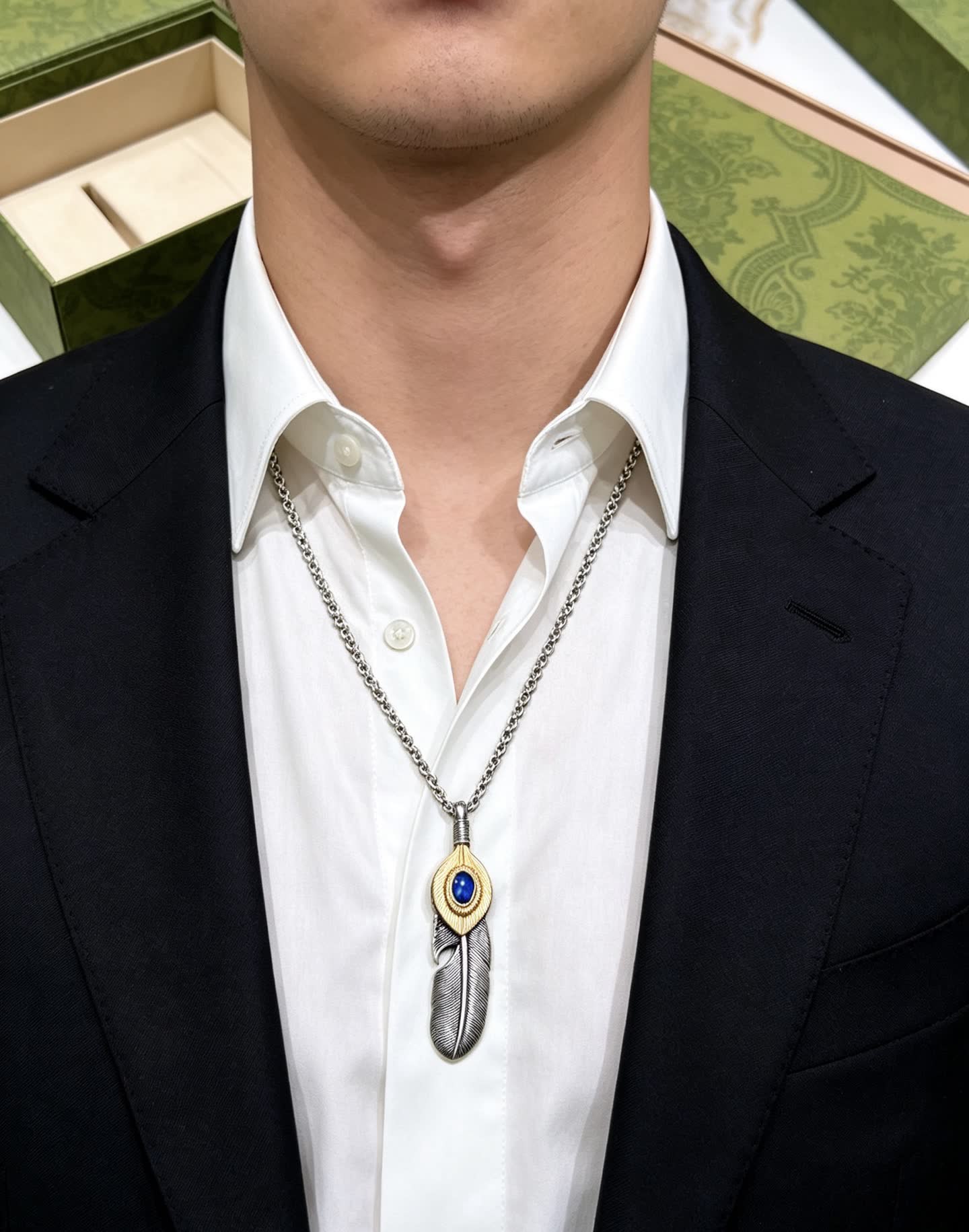 Gucci Feather Pendant Necklace