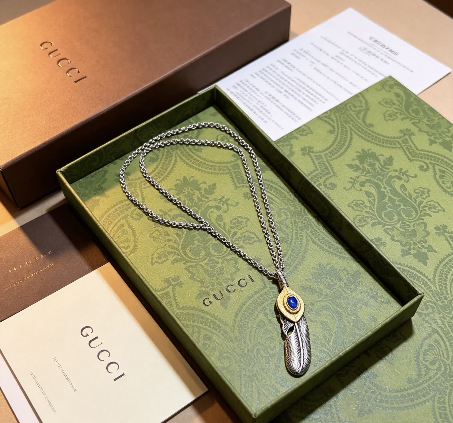 Gucci Feather Pendant Necklace