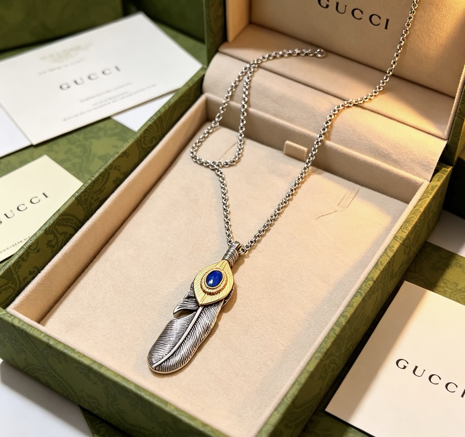 Gucci Feather Pendant Necklace