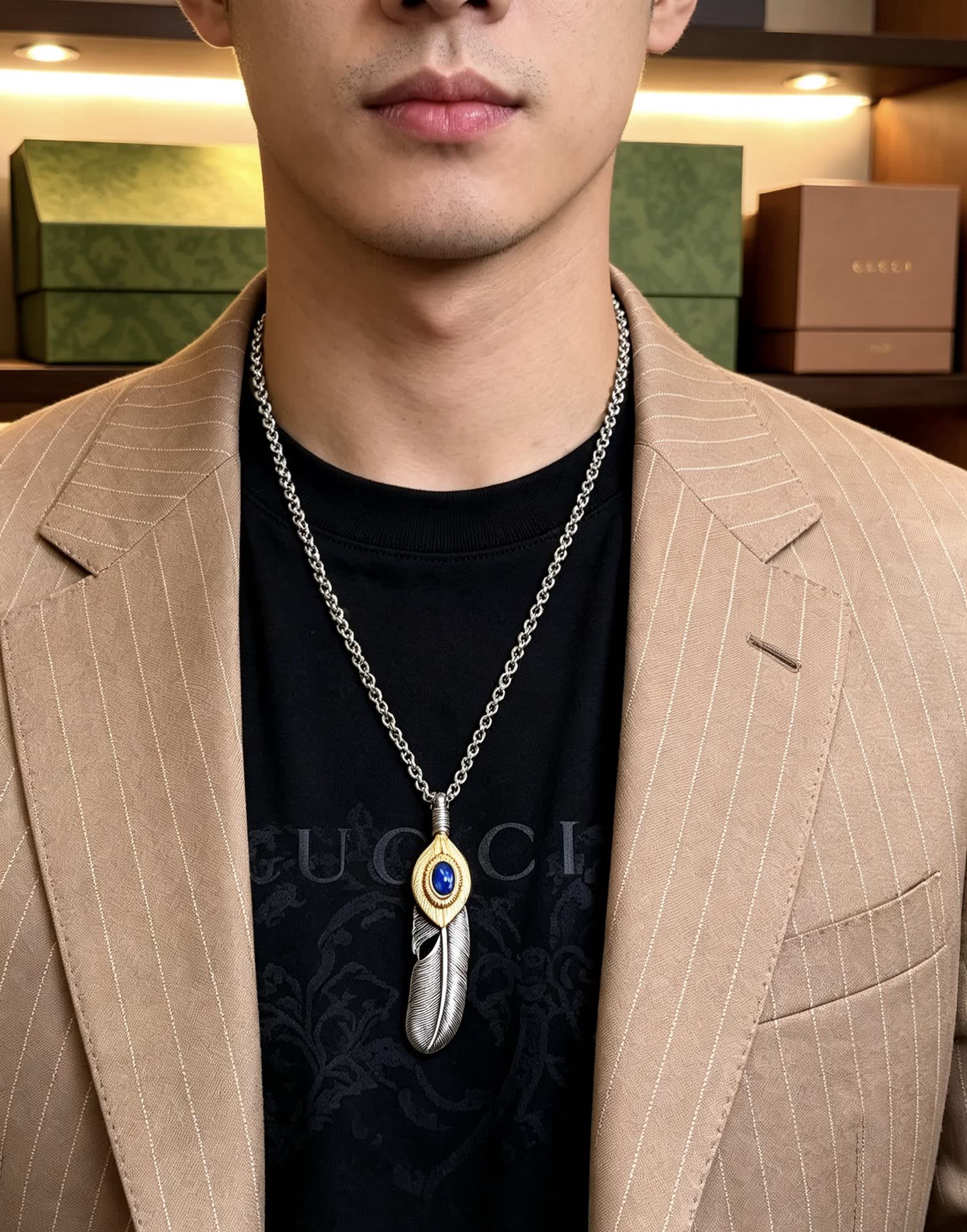 Gucci Feather Pendant Necklace