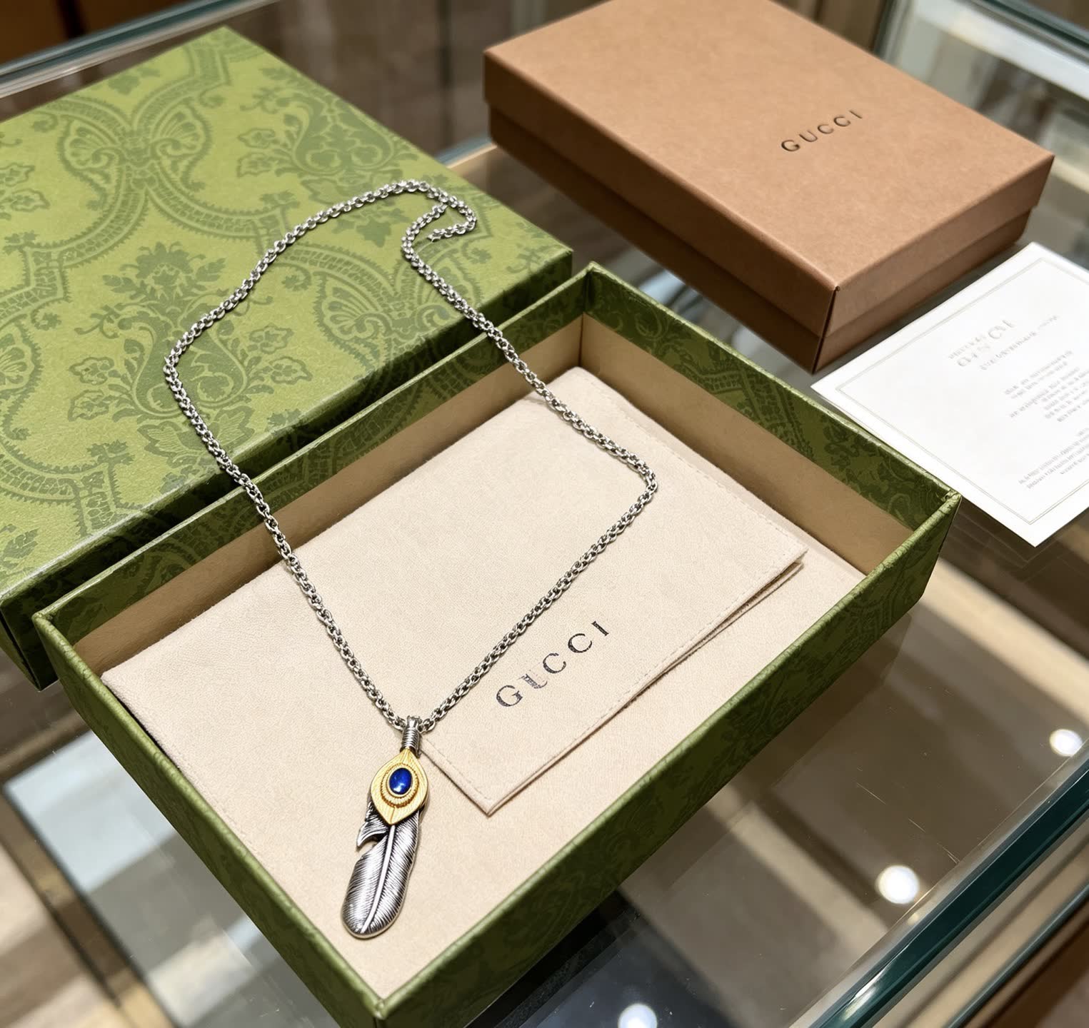 Gucci Feather Pendant Necklace
