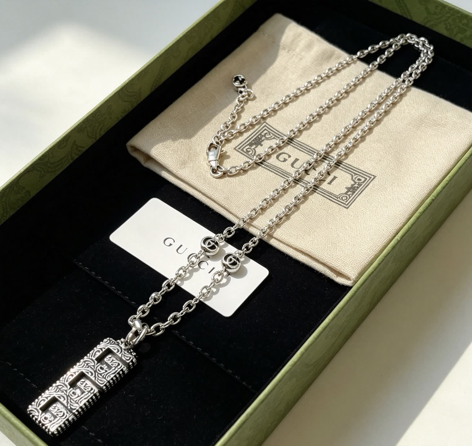 Gucci Silver 'G' Logo Pendant Necklace