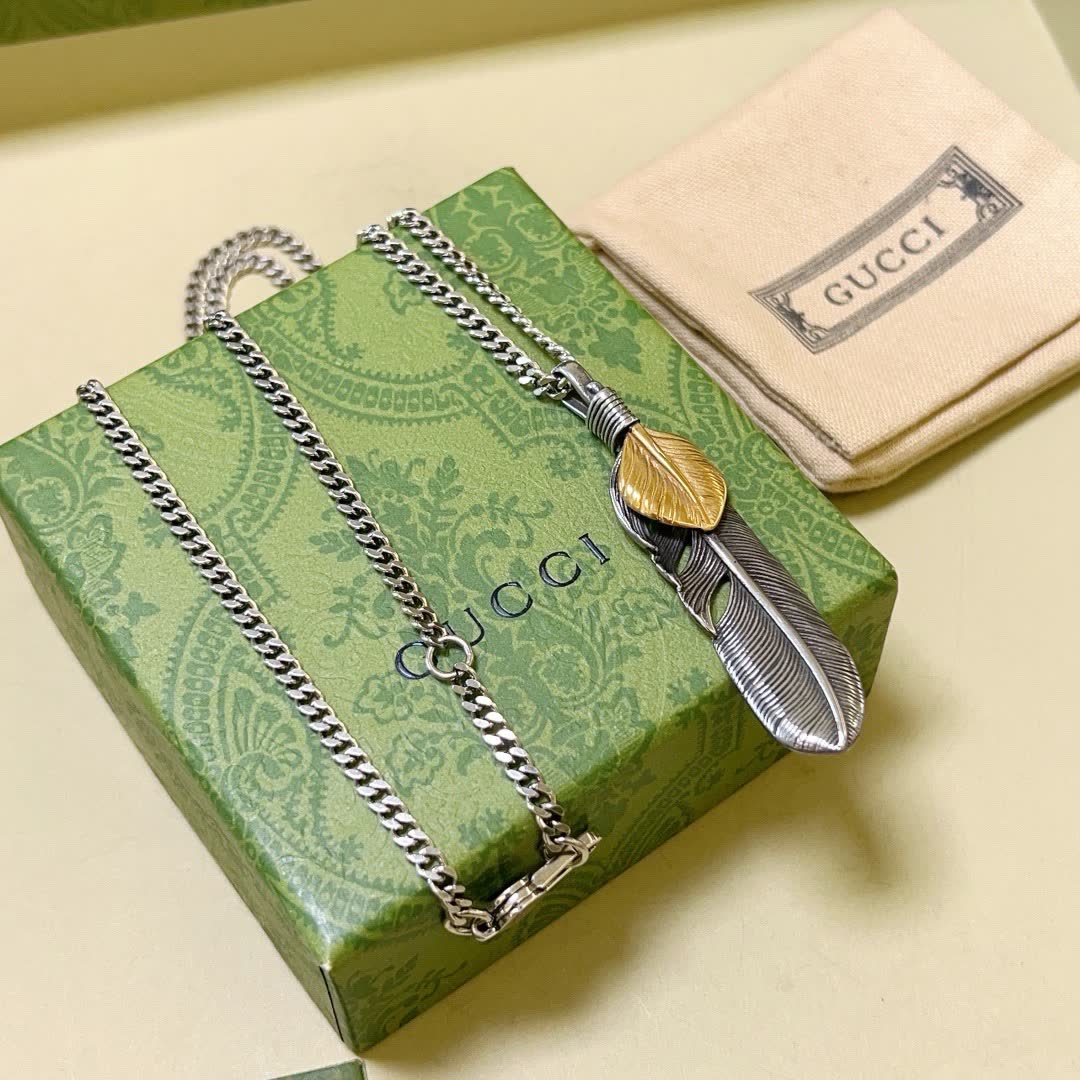 Gucci Feather Pendant Necklace