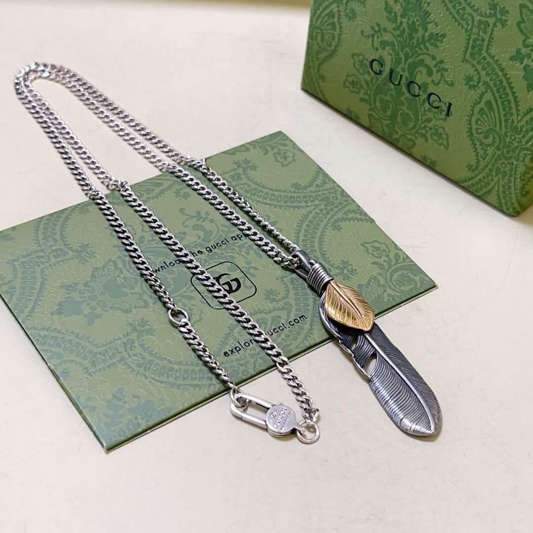 Gucci Feather Pendant Necklace
