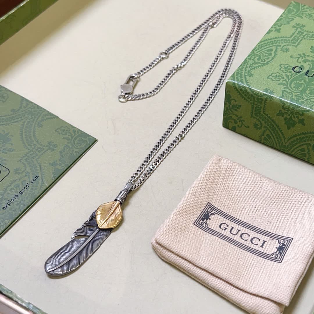 Gucci Feather Pendant Necklace