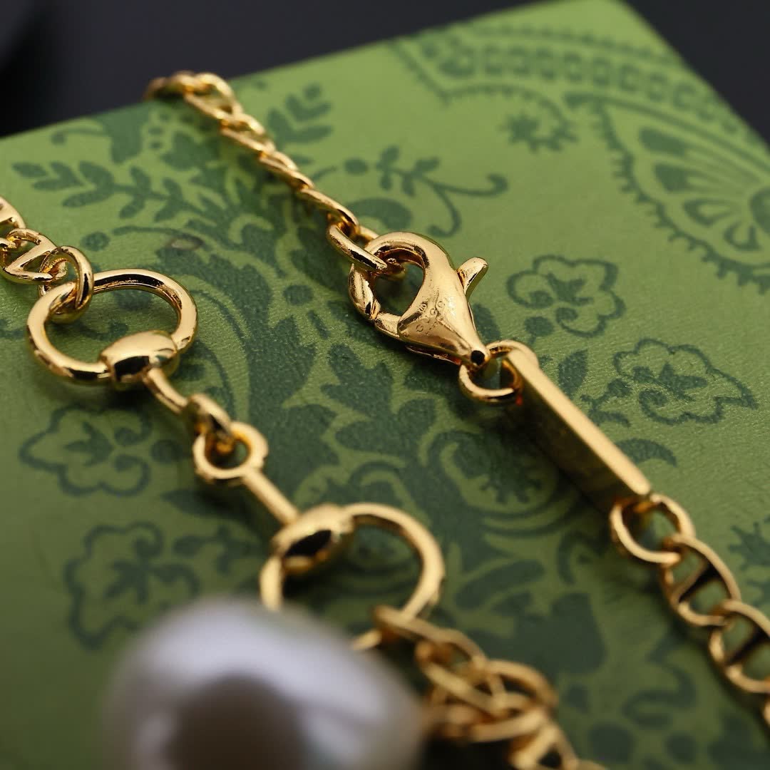 Gucci Silver Pearl Drop Necklace