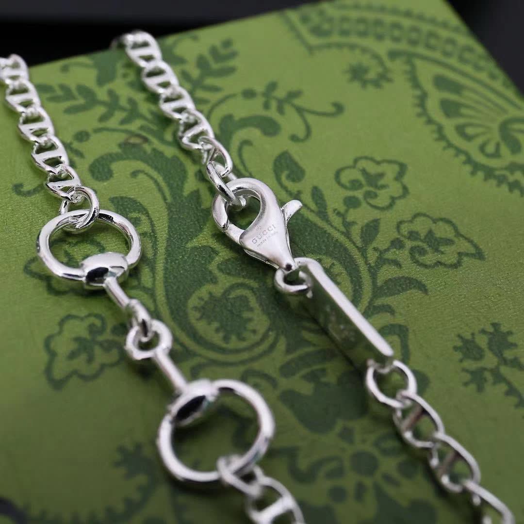 Gucci Silver Pearl Drop Necklace